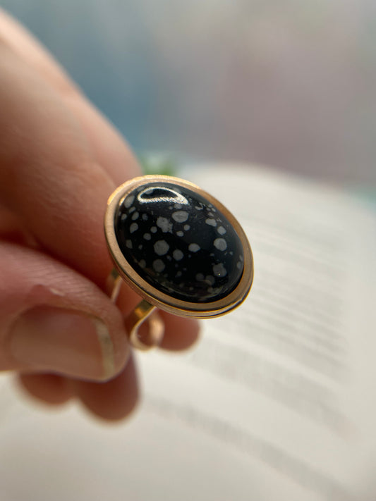 Oval Stone Adjustable Rings — Stainless Steel