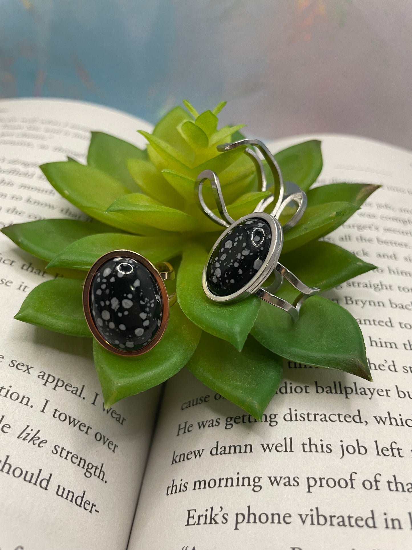 Bagues Ajustables à Pierre Ovale — Acier Inoxydable