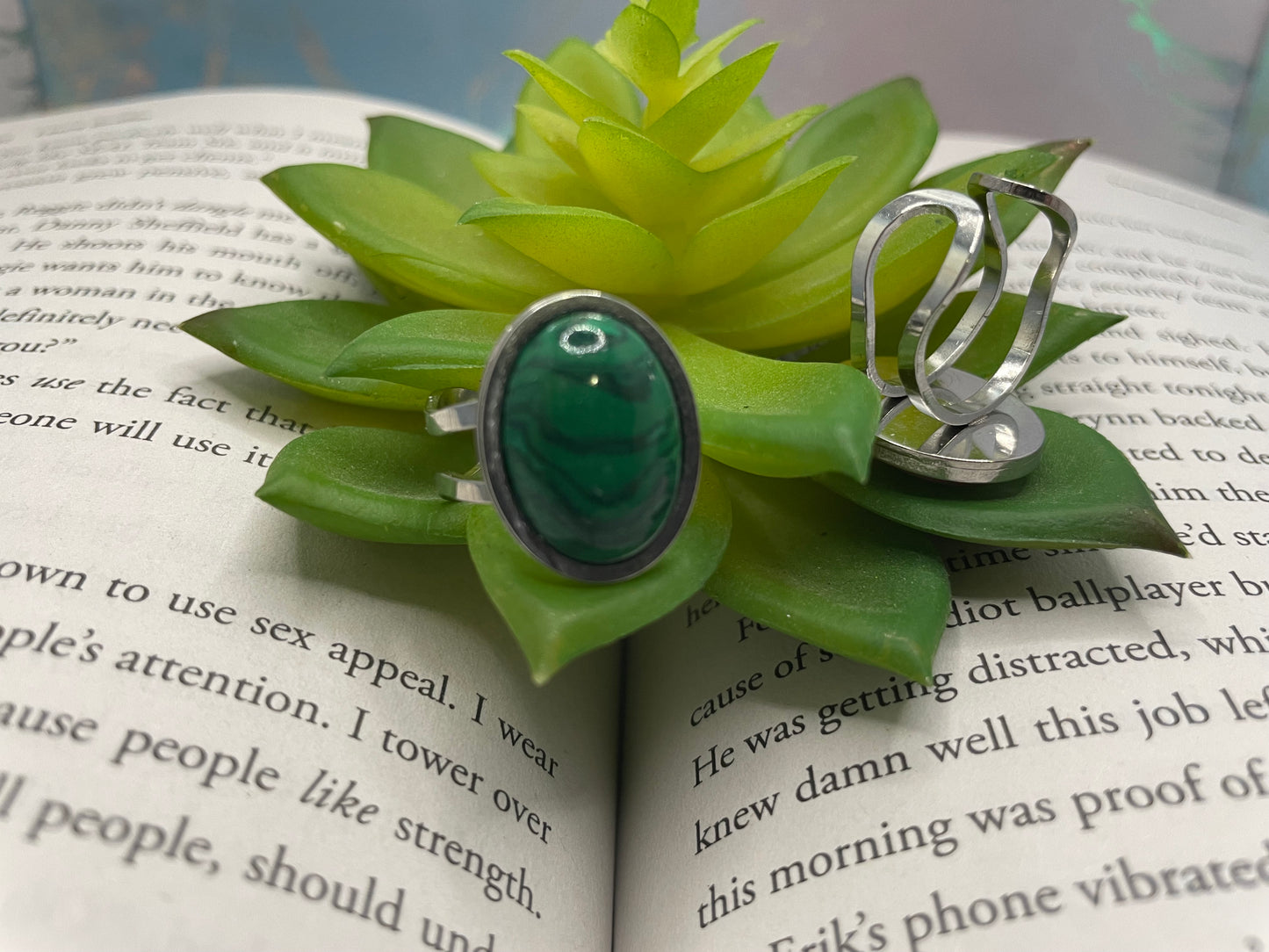 Bagues Ajustables à Pierre Ovale — Acier Inoxydable