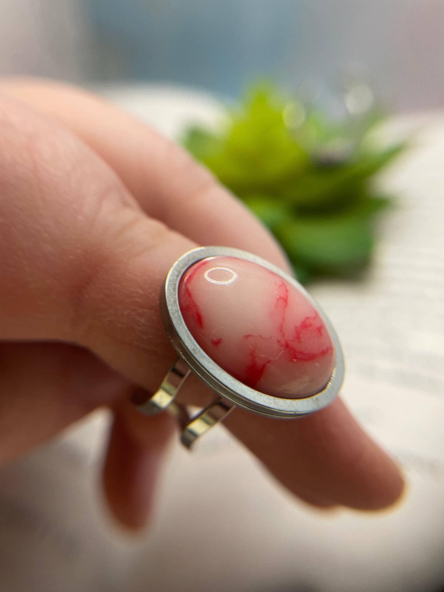 Bagues Ajustables à Pierre Ovale — Acier Inoxydable