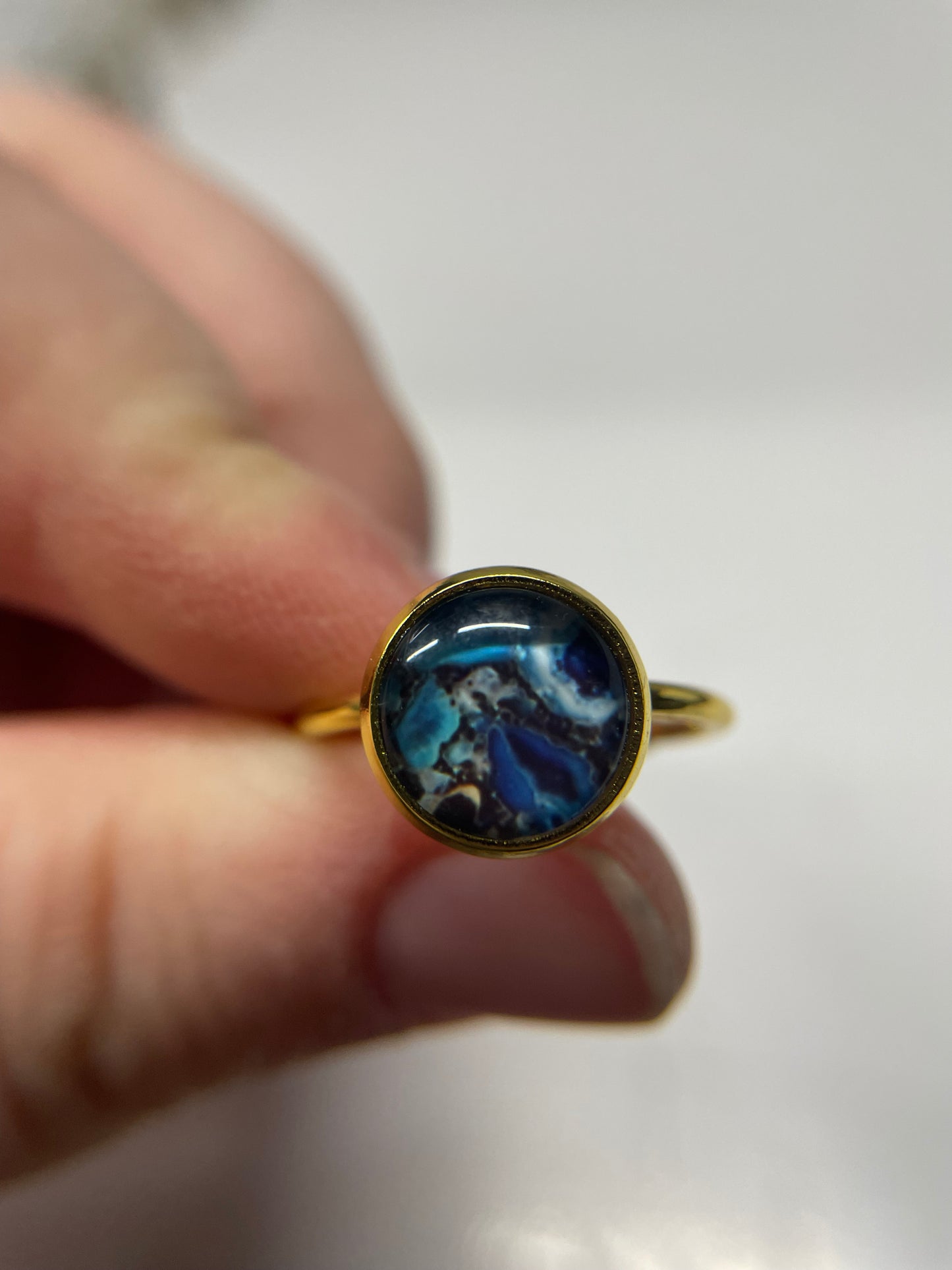 Adjustable Marble Cabochon Rings – Stainless Steel