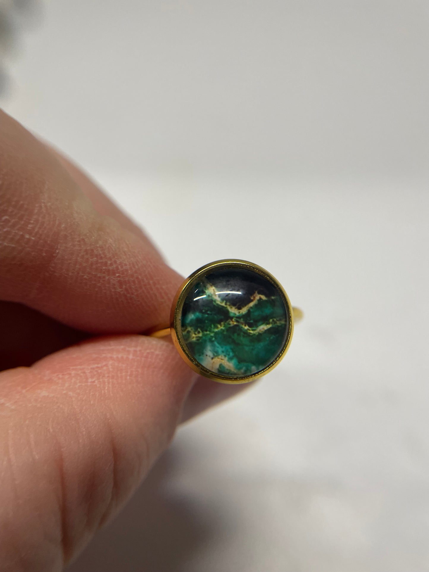 Adjustable Marble Cabochon Rings – Stainless Steel