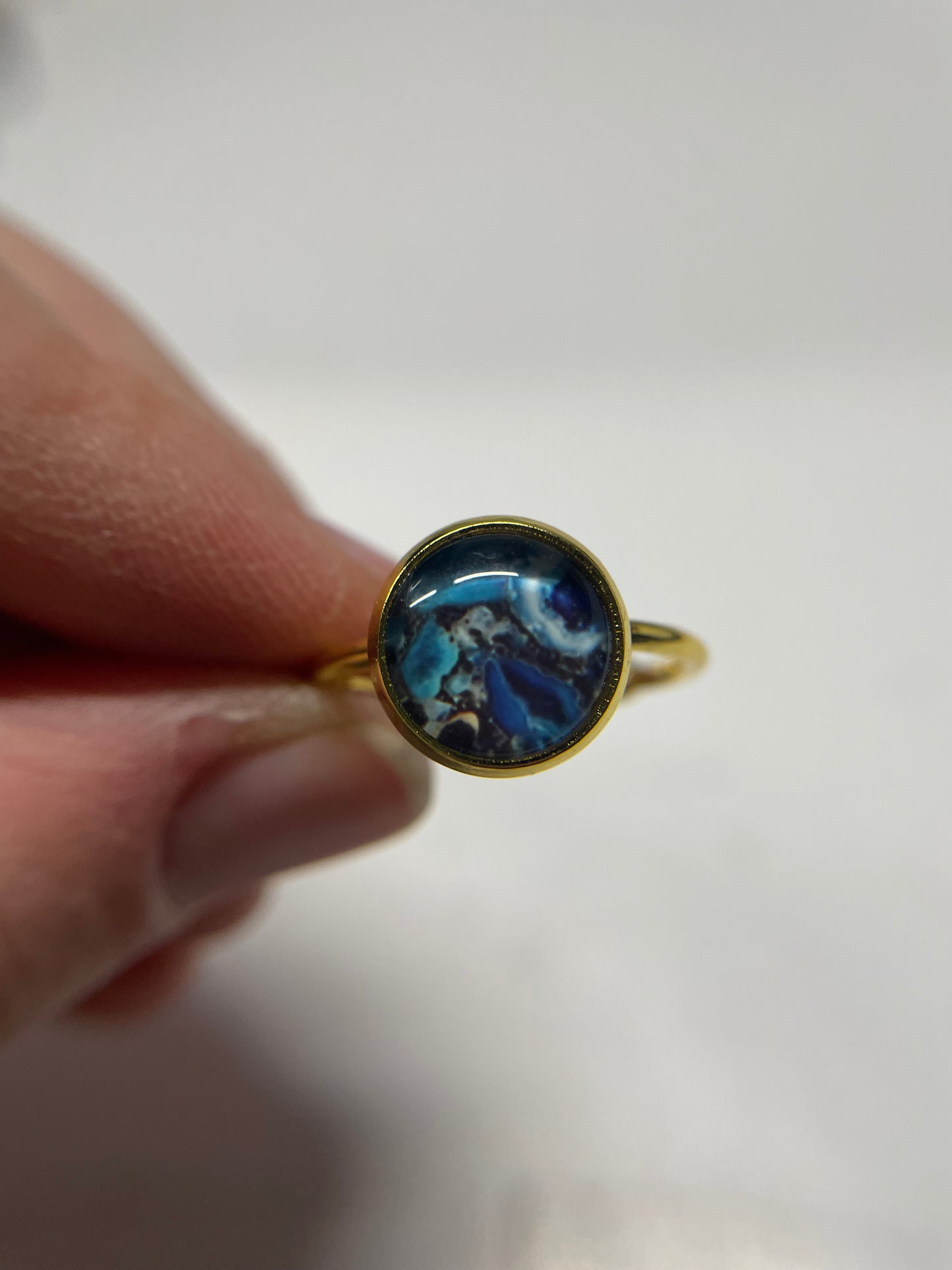 Adjustable Marble Cabochon Rings – Stainless Steel