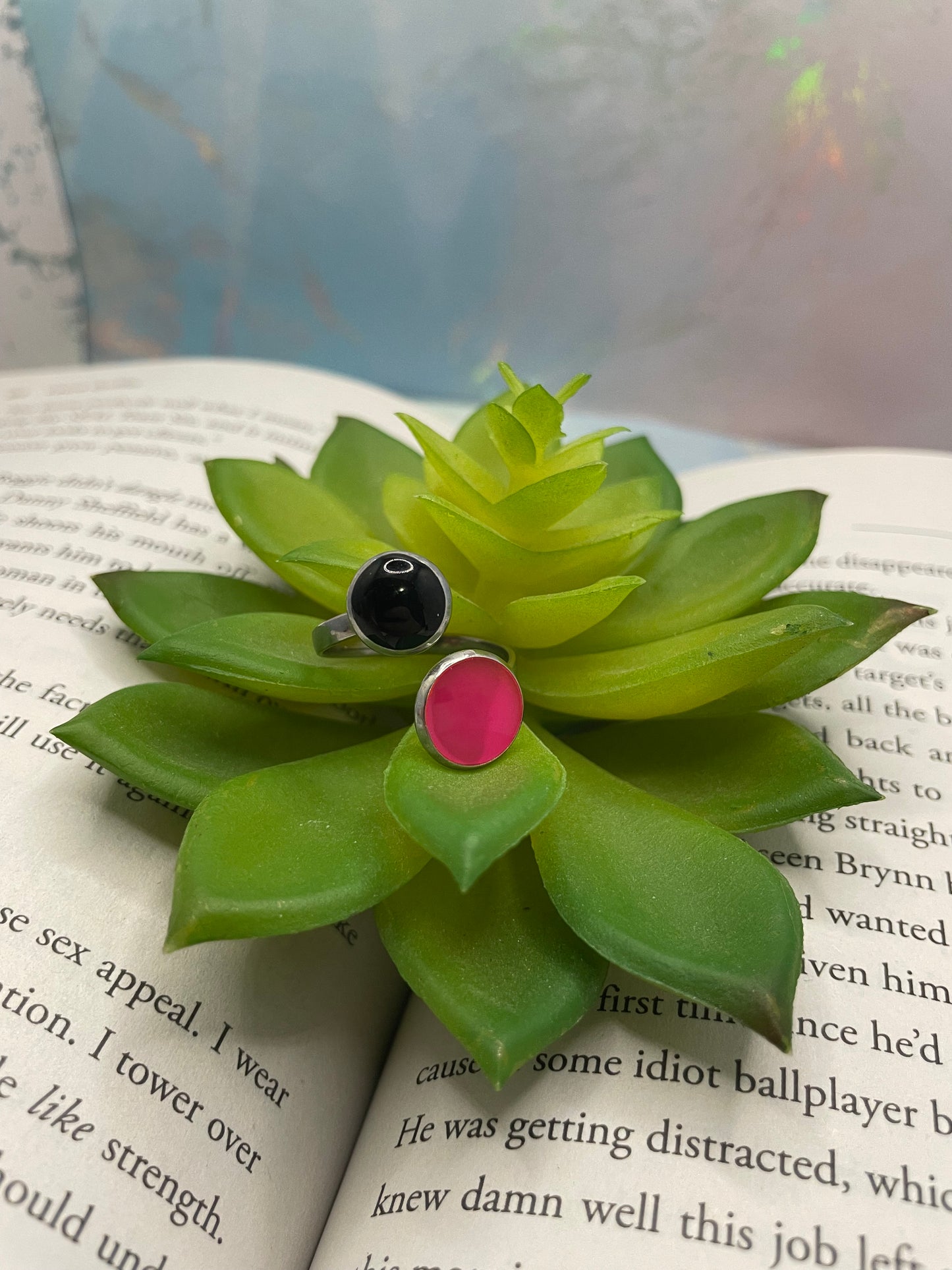 Adjustable Double-Bezel Ring —  Glow-in-the-Dark-Stainless Steel