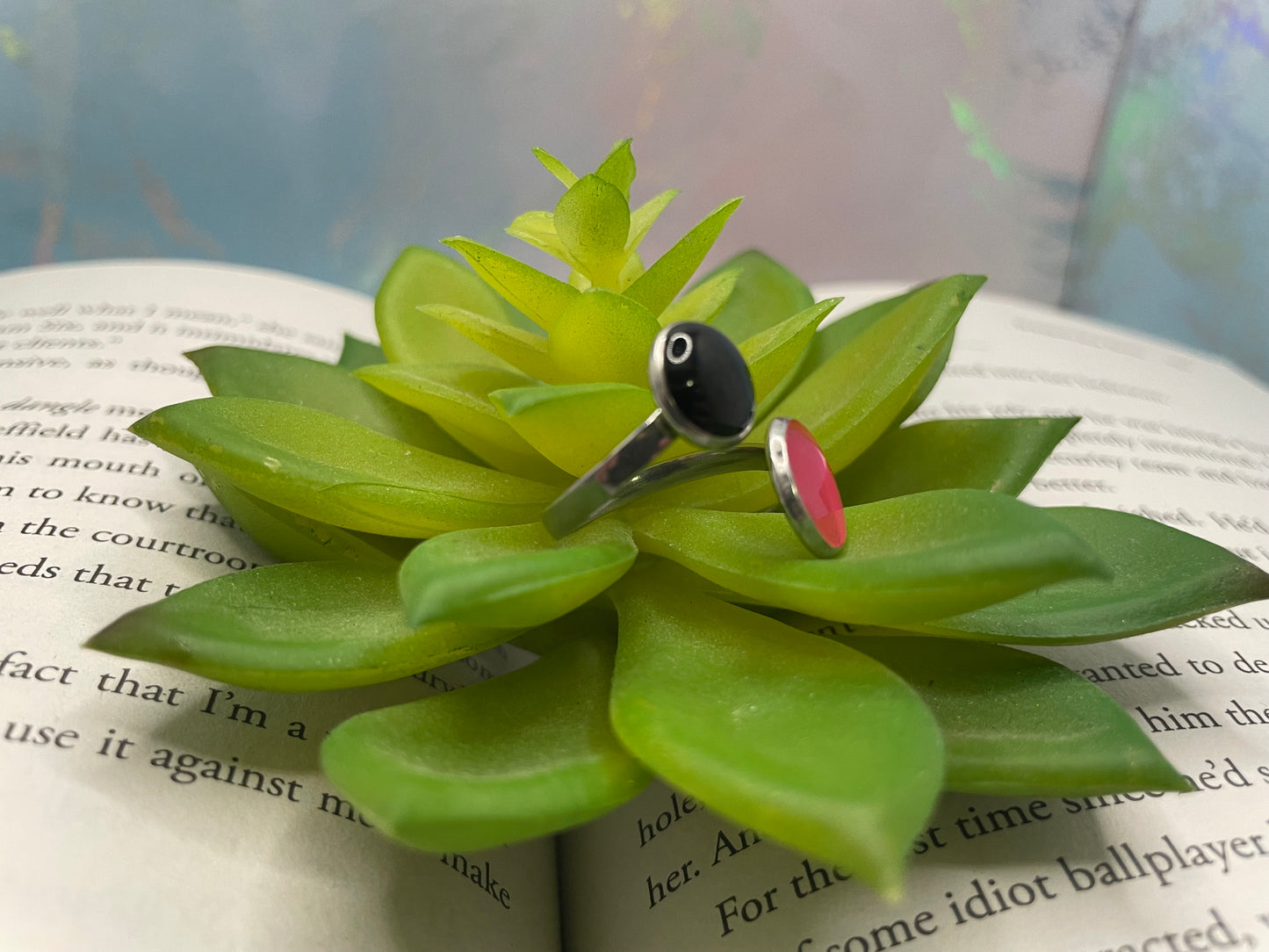 Adjustable Double-Bezel Ring —  Glow-in-the-Dark-Stainless Steel