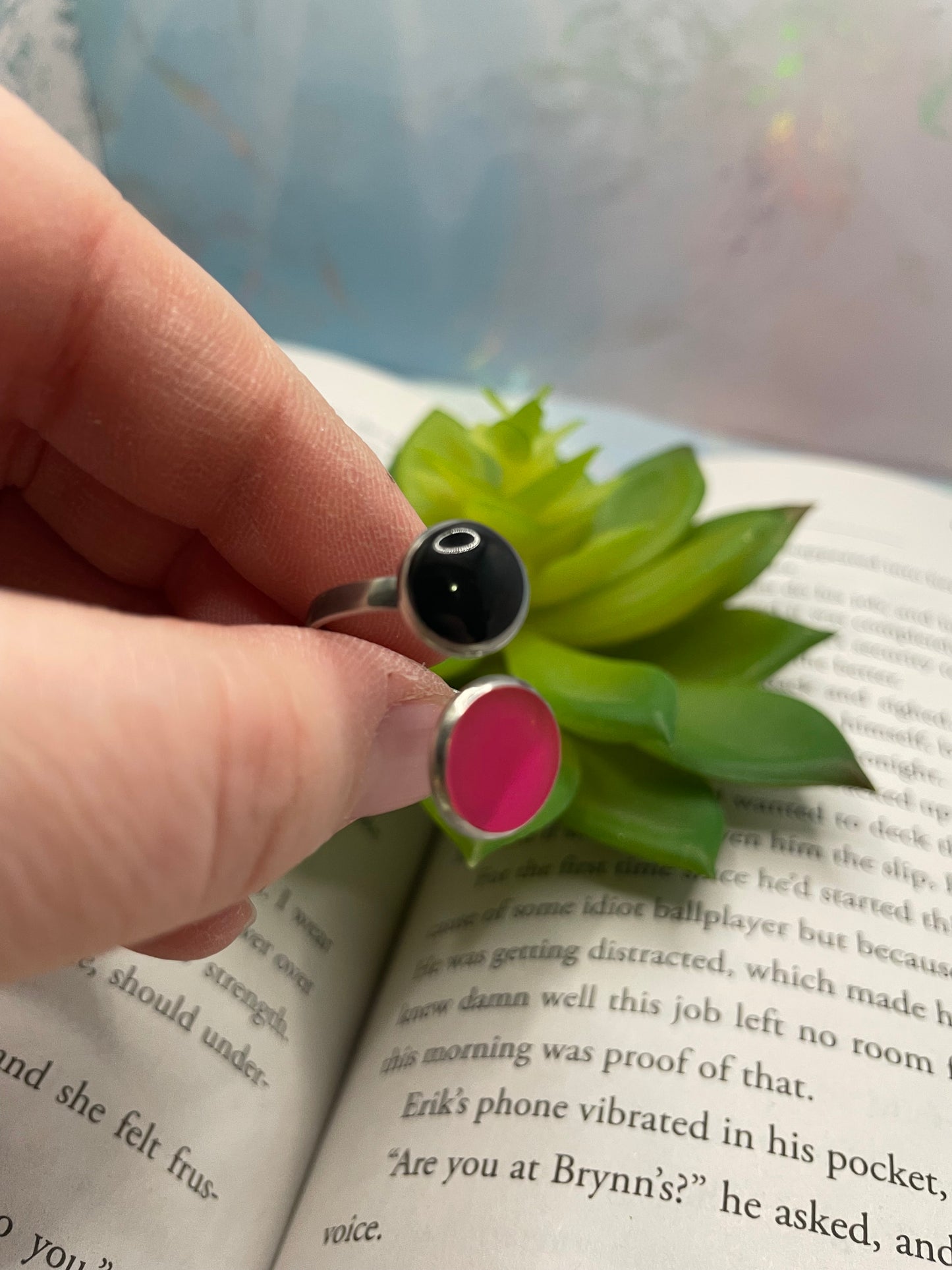 Adjustable Double-Bezel Ring —  Glow-in-the-Dark-Stainless Steel