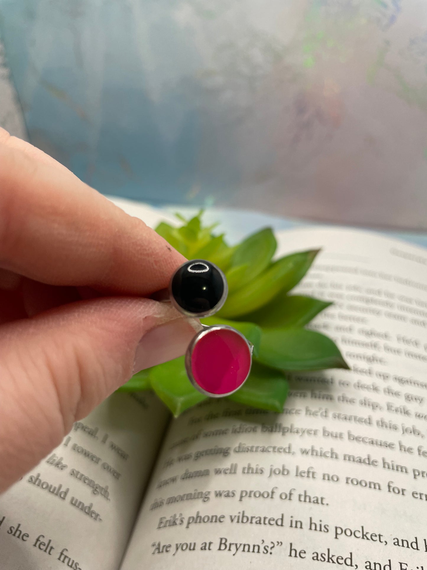 Adjustable Double-Bezel Ring —  Glow-in-the-Dark-Stainless Steel