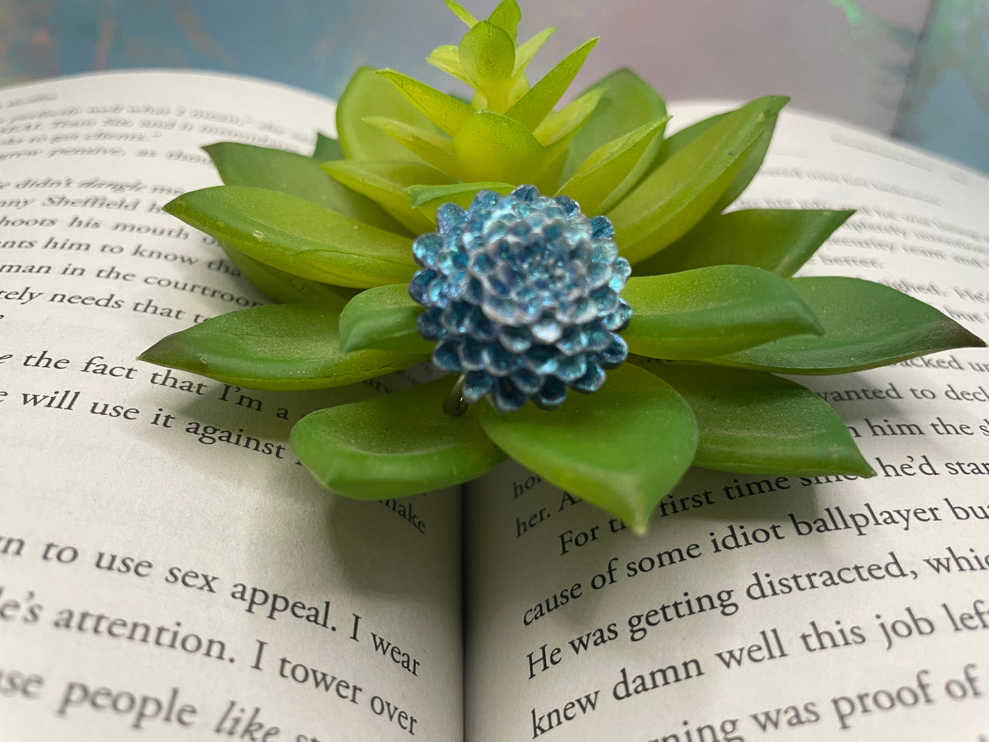 Chrysanthemum Resin Ring — Adjustable Stainless Steel