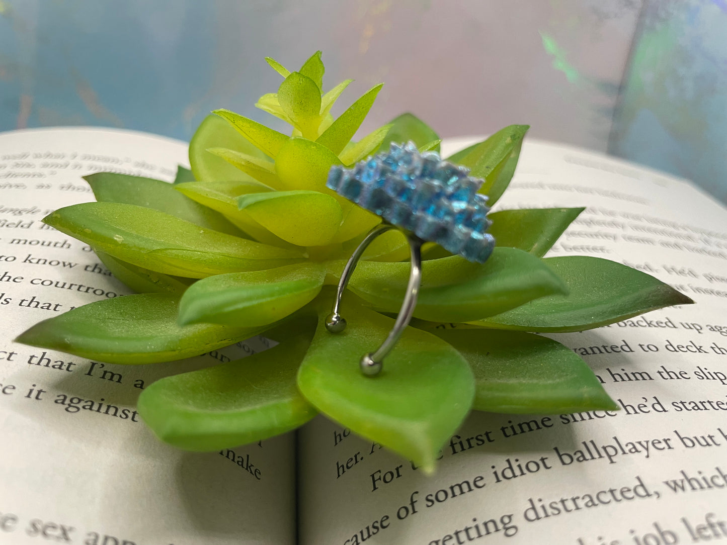 Chrysanthemum Resin Ring — Adjustable Stainless Steel