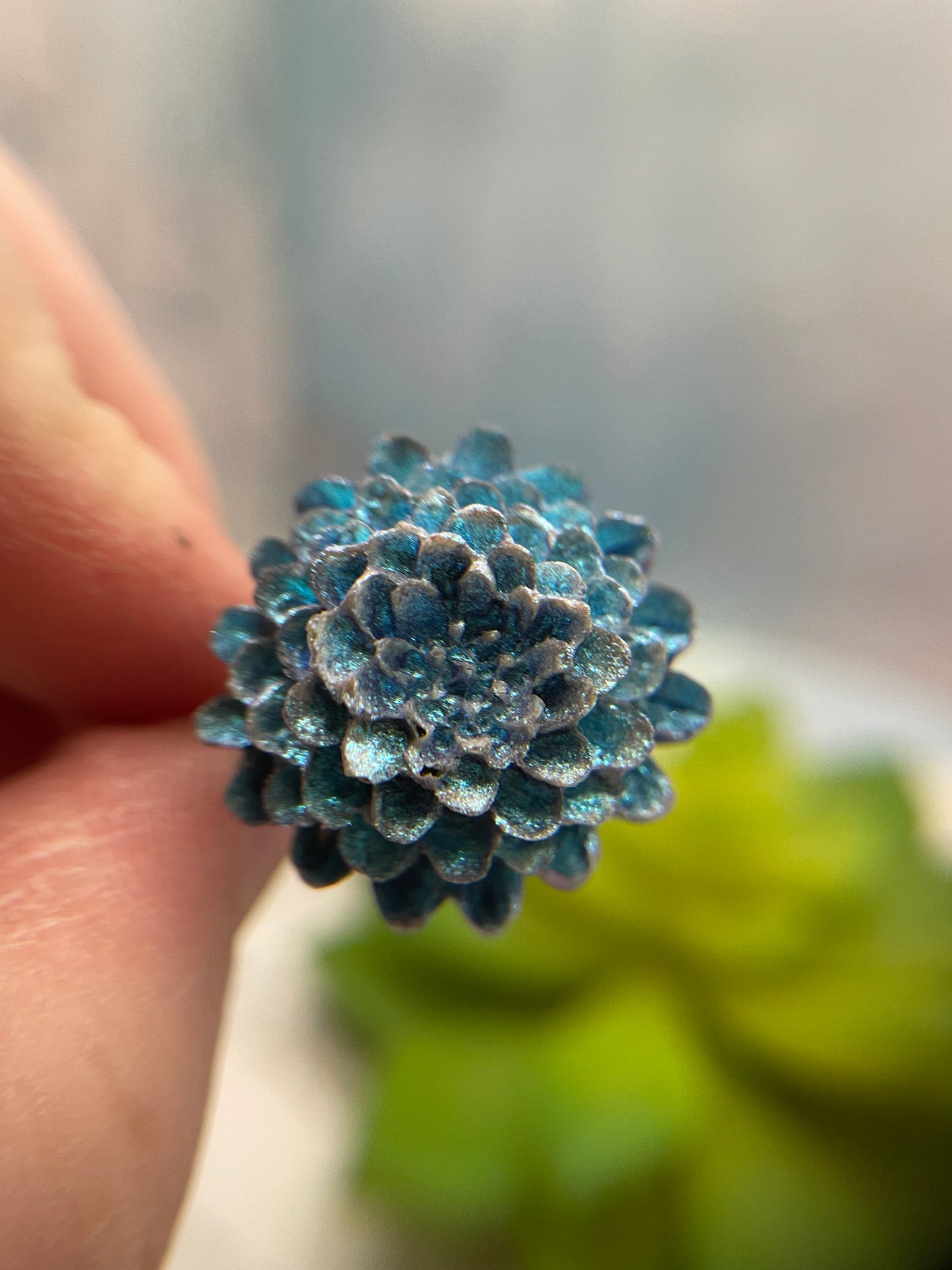 Chrysanthemum Resin Ring — Adjustable Stainless Steel