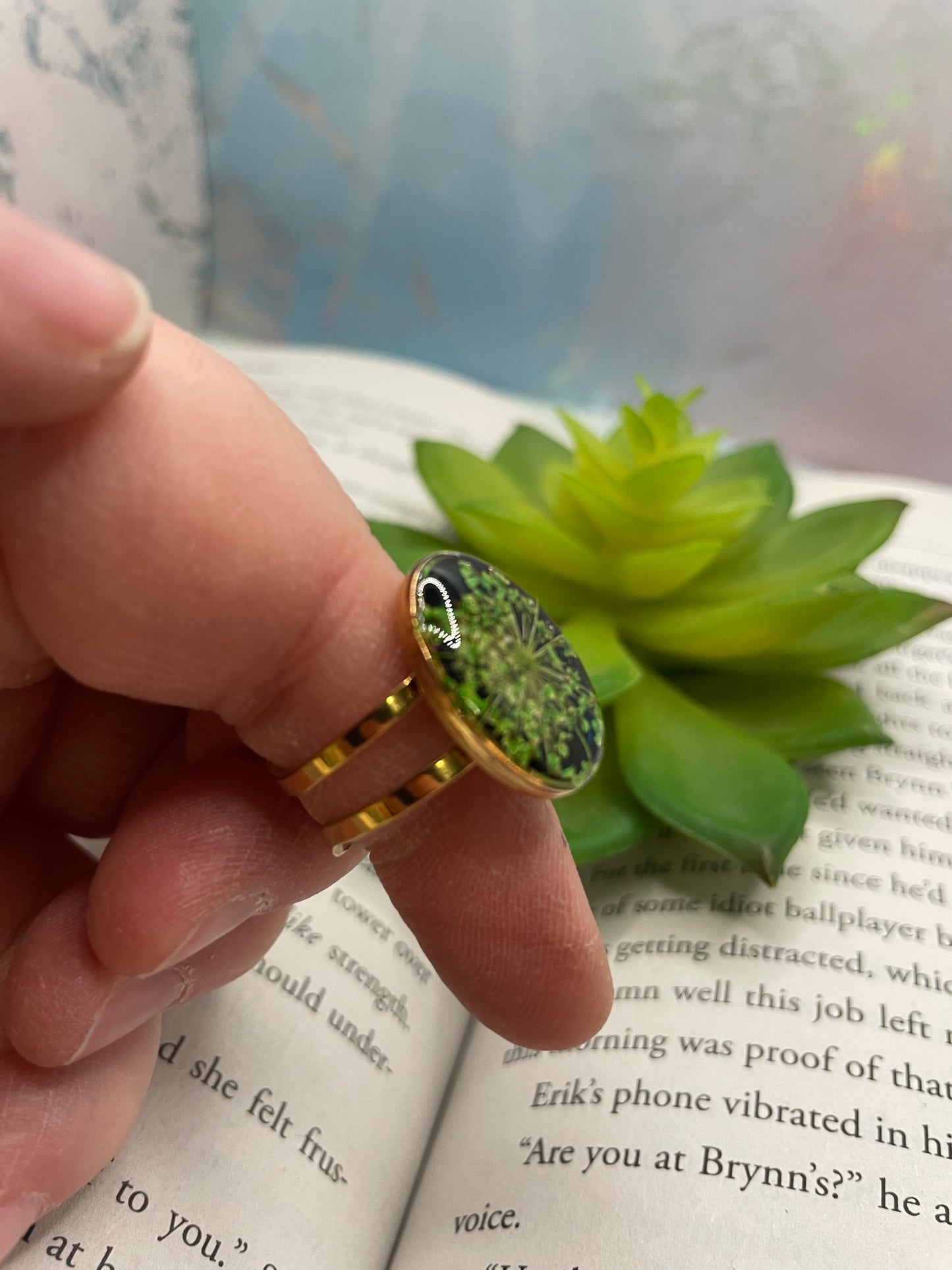 Oval Floral & Shell Rings – Rose Gold Stainless Steel (Adjustable)