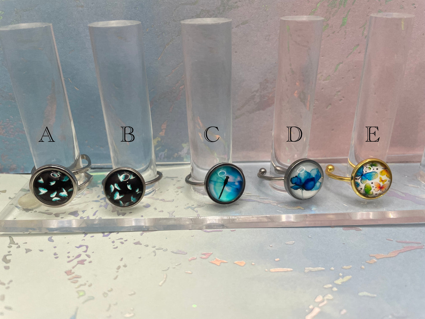 Bagues d'été Ajustables Cabochon (13 mm) – Acier Inoxydable