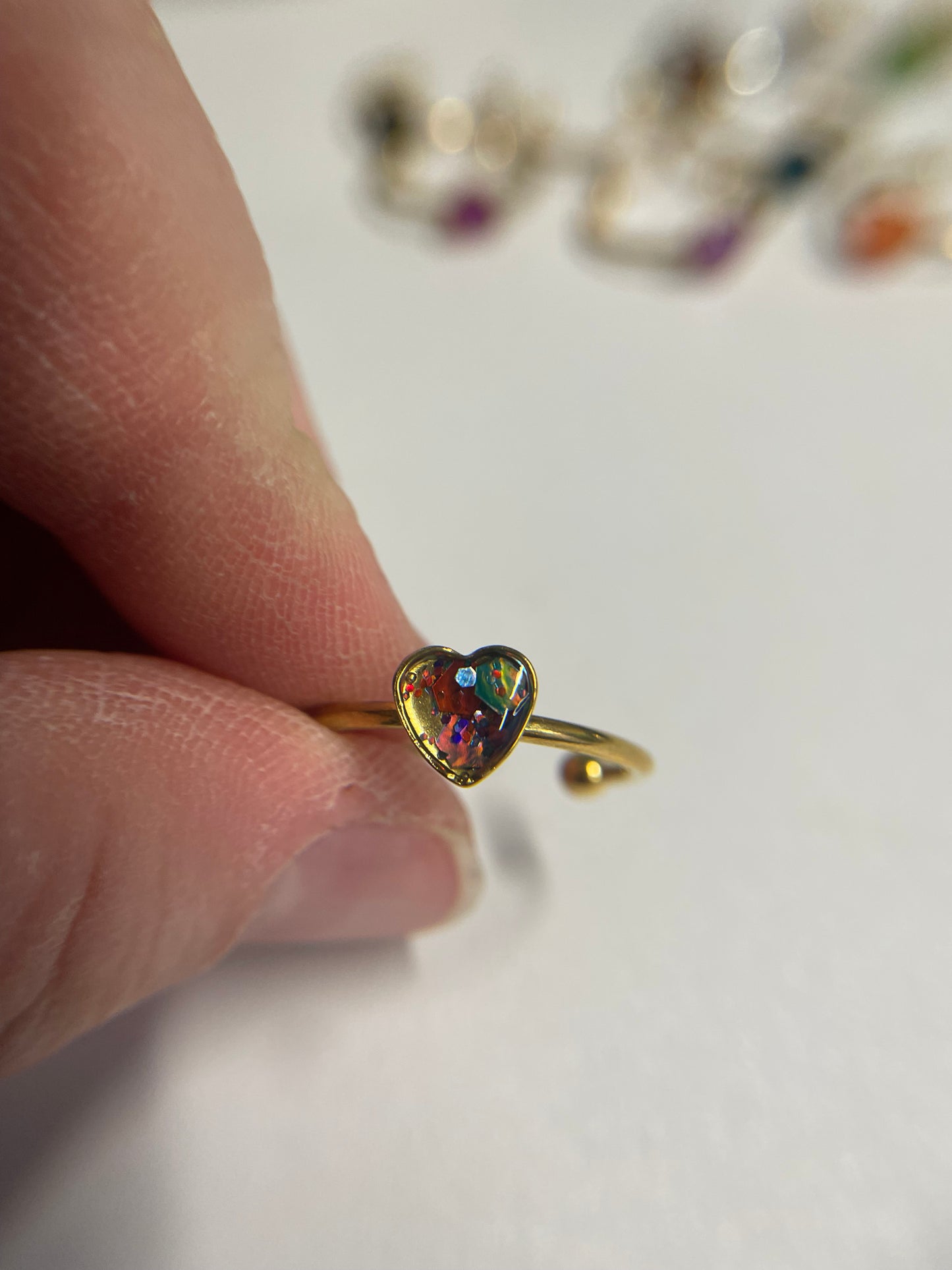 Bague ajustable cœur – acier inoxydable plaqué or 18k