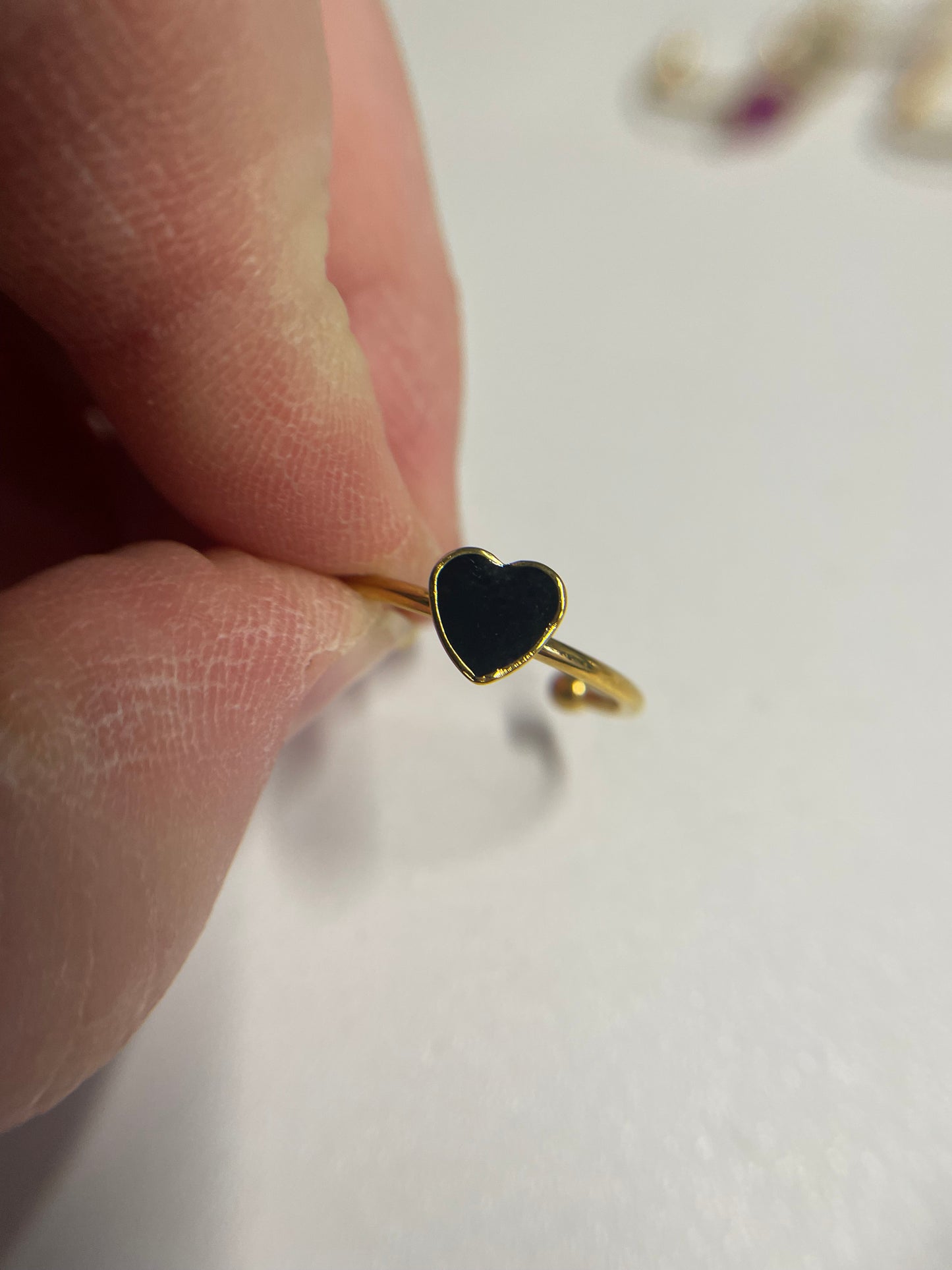 Bague ajustable cœur – acier inoxydable plaqué or 18k