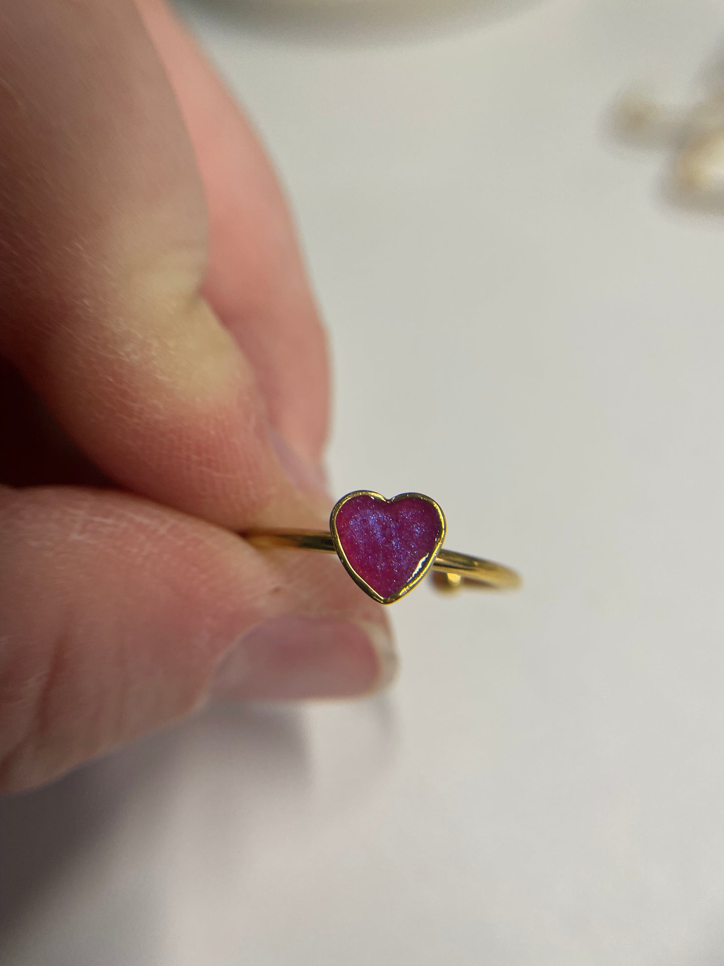 Bague ajustable cœur – acier inoxydable plaqué or 18k