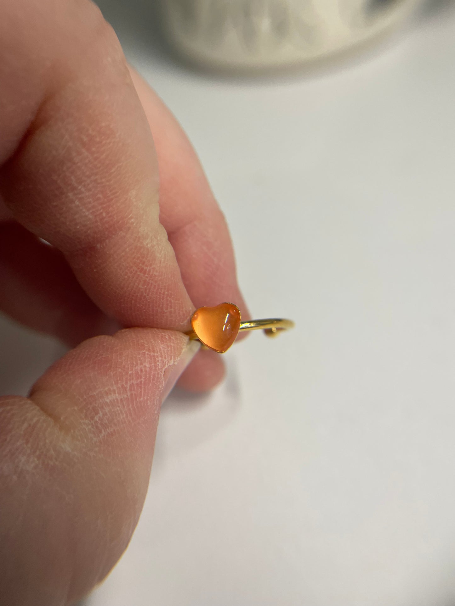 Bague ajustable cœur – acier inoxydable plaqué or 18k