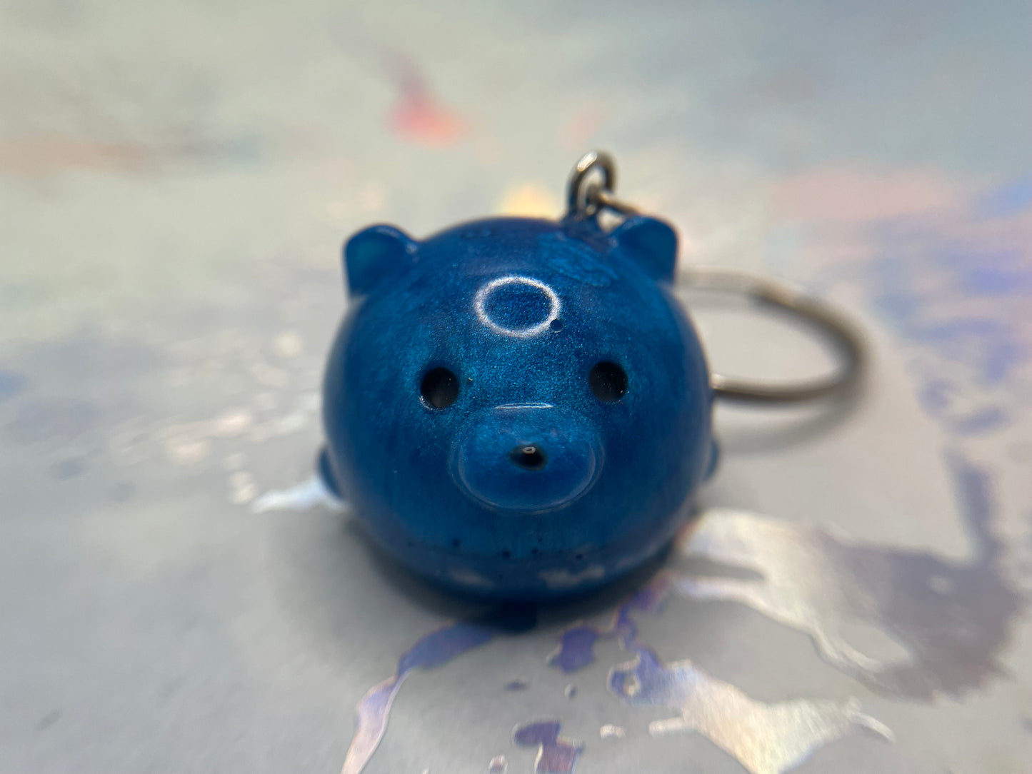 Handmade Round Animal Resin Keychain