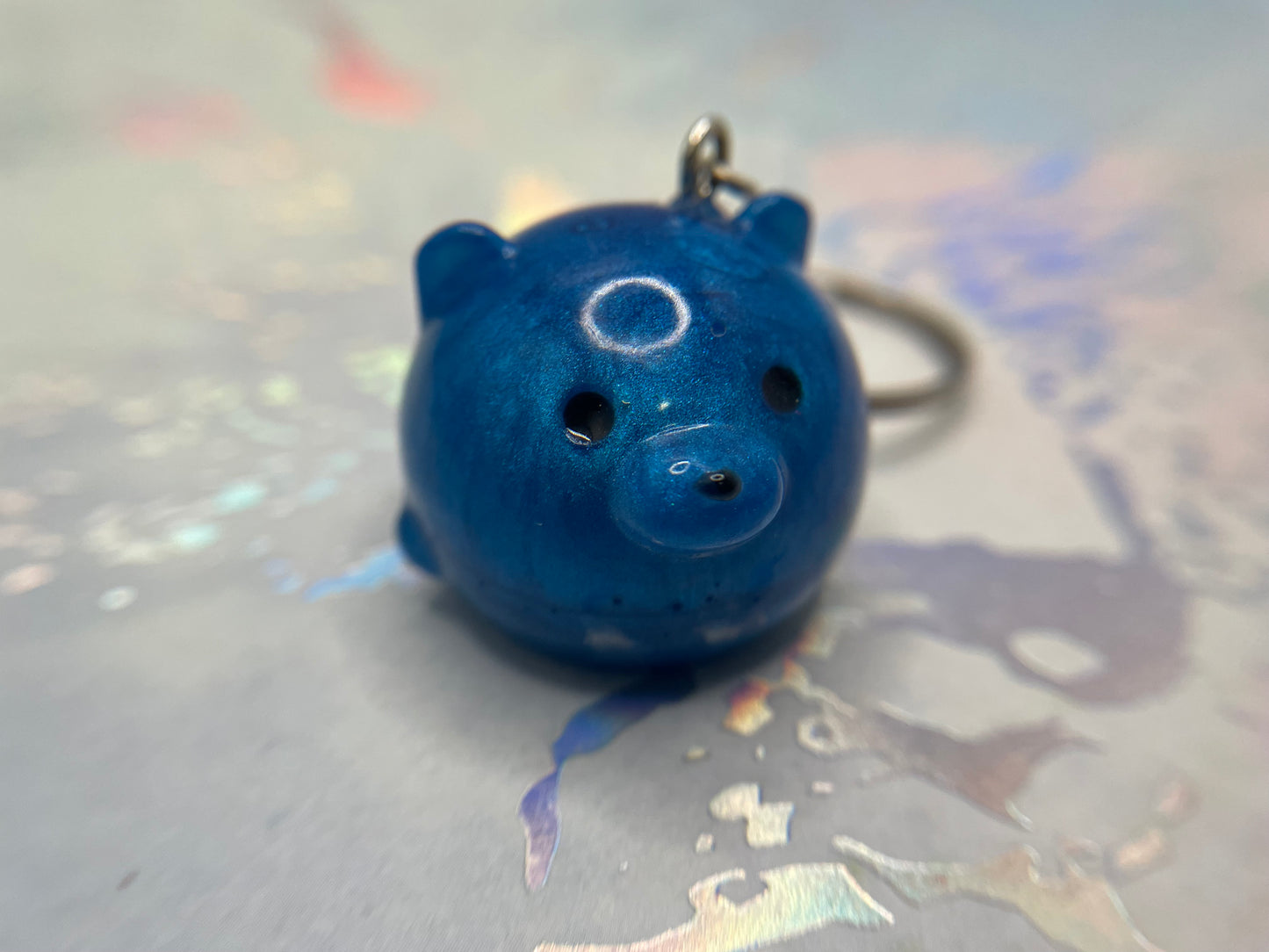 Handmade Round Animal Resin Keychain