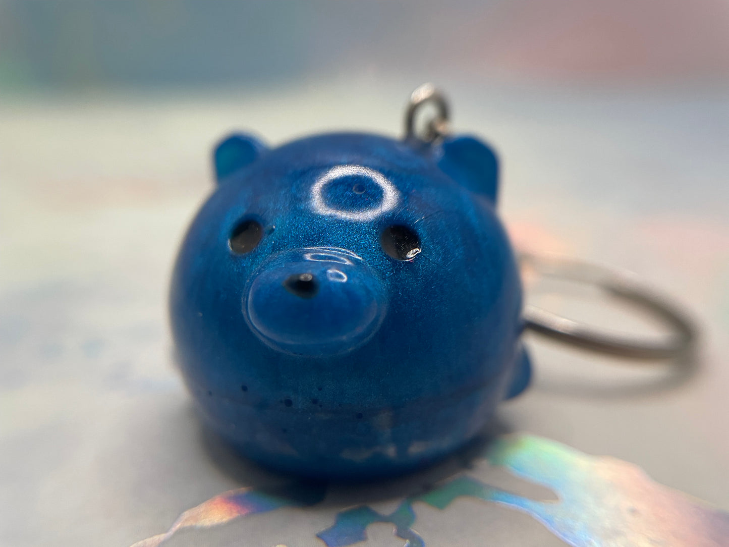 Handmade Round Animal Resin Keychain