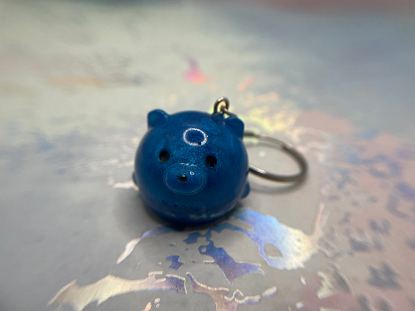 Handmade Round Animal Resin Keychain