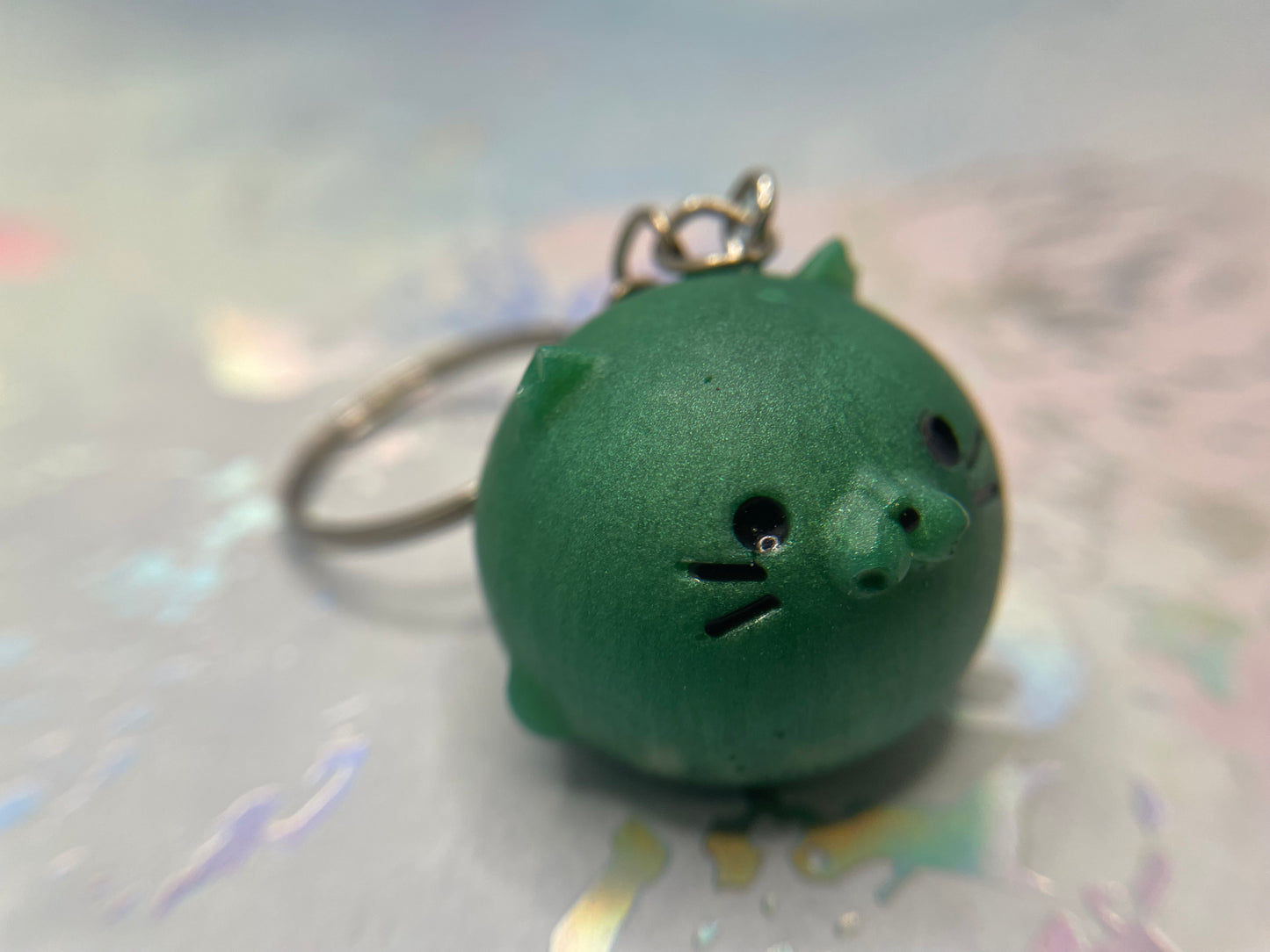 Handmade Round Animal Resin Keychain