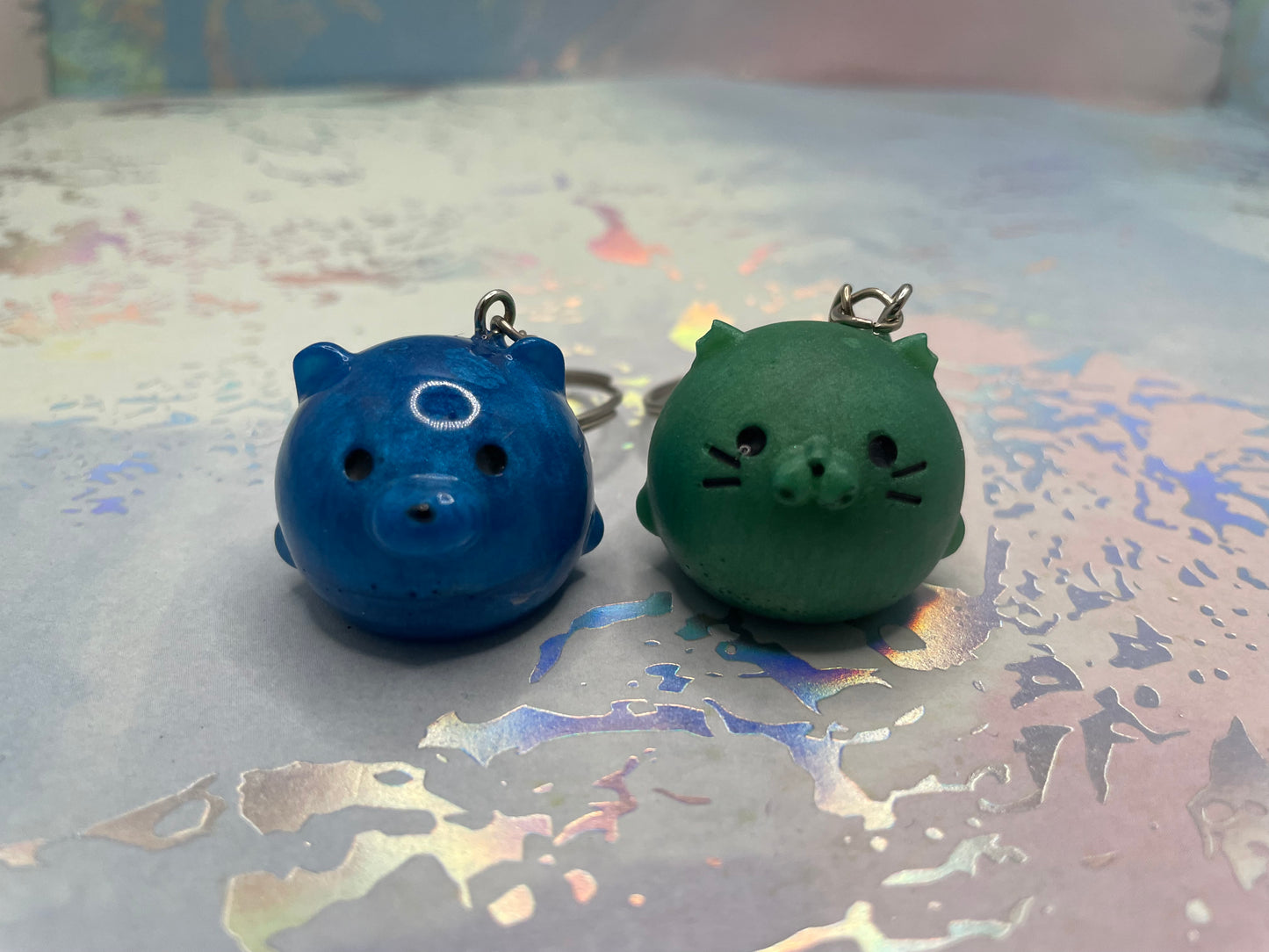 Handmade Round Animal Resin Keychain