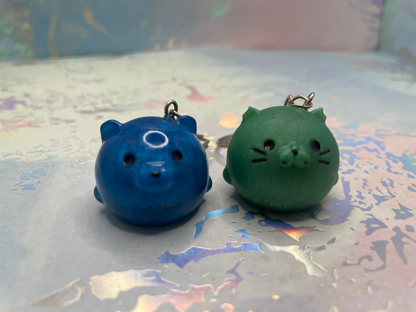 Handmade Round Animal Resin Keychain
