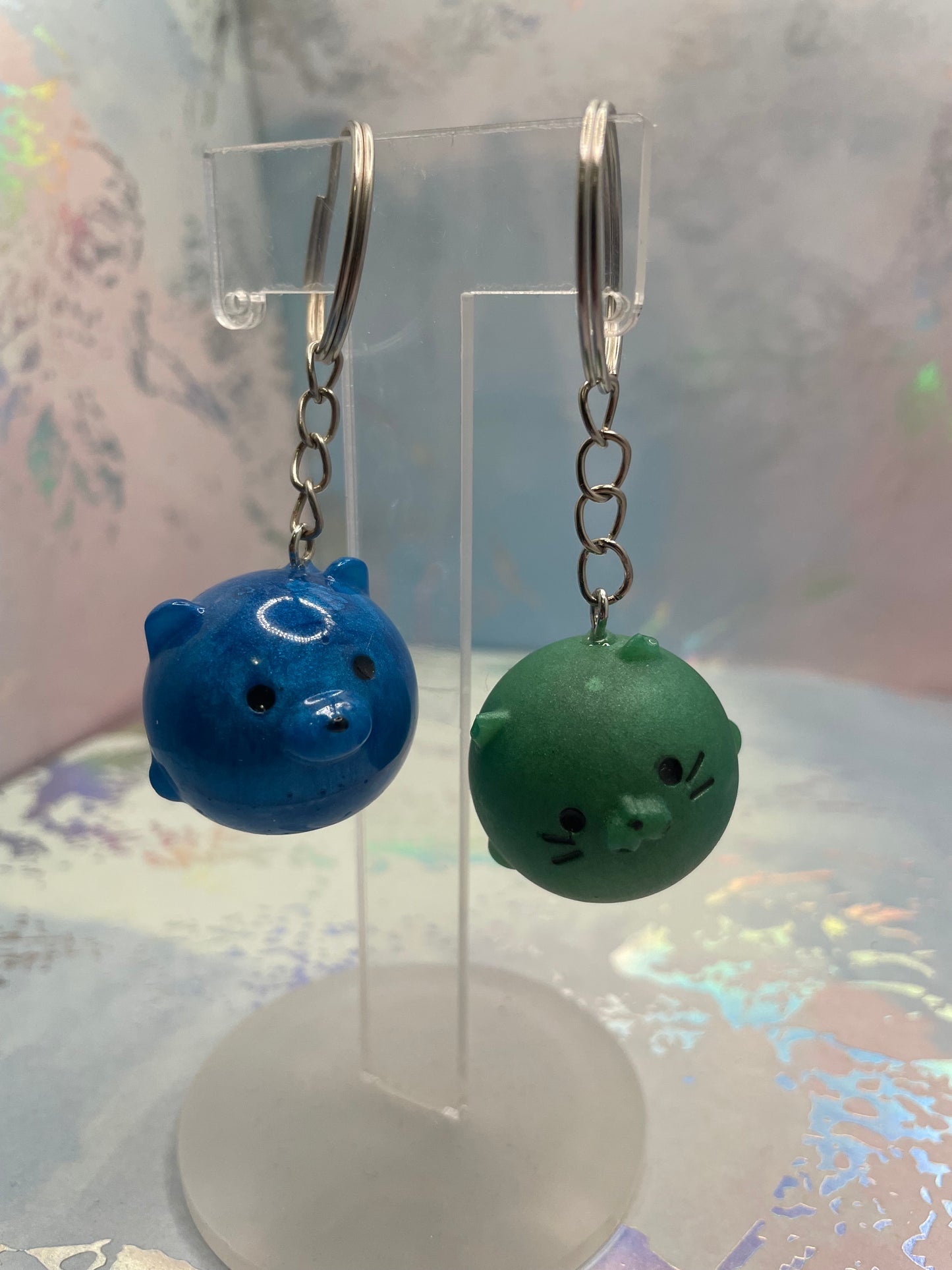 Handmade Round Animal Resin Keychain