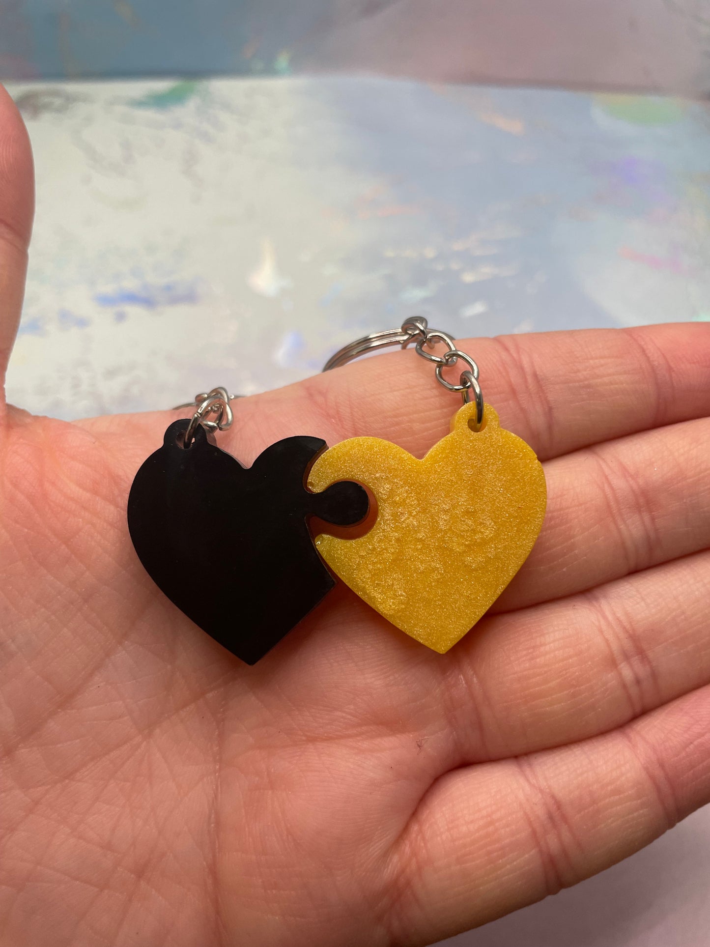 Matching Heart Puzzle Keychains (Set of 2)