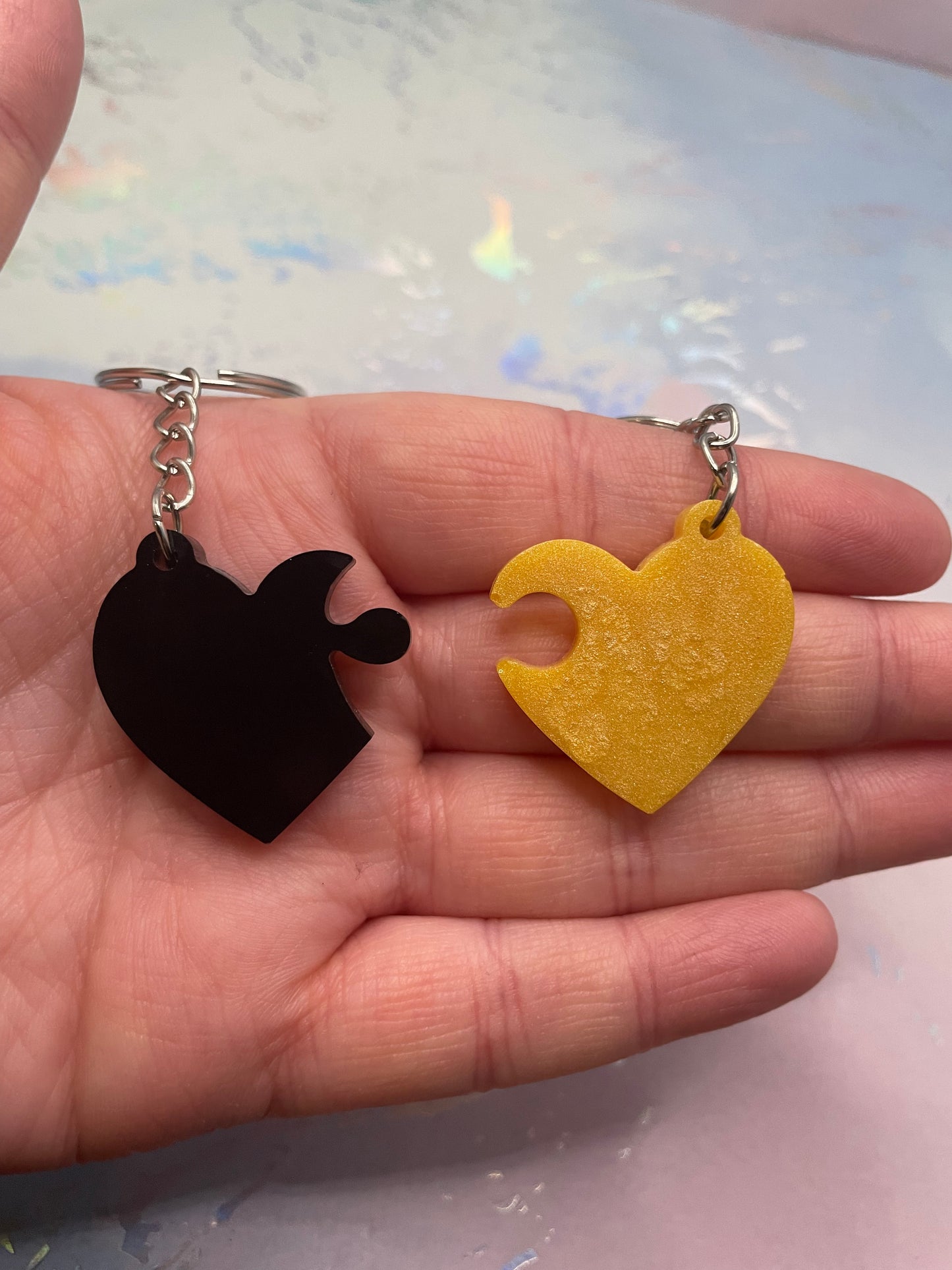 Matching Heart Puzzle Keychains (Set of 2)