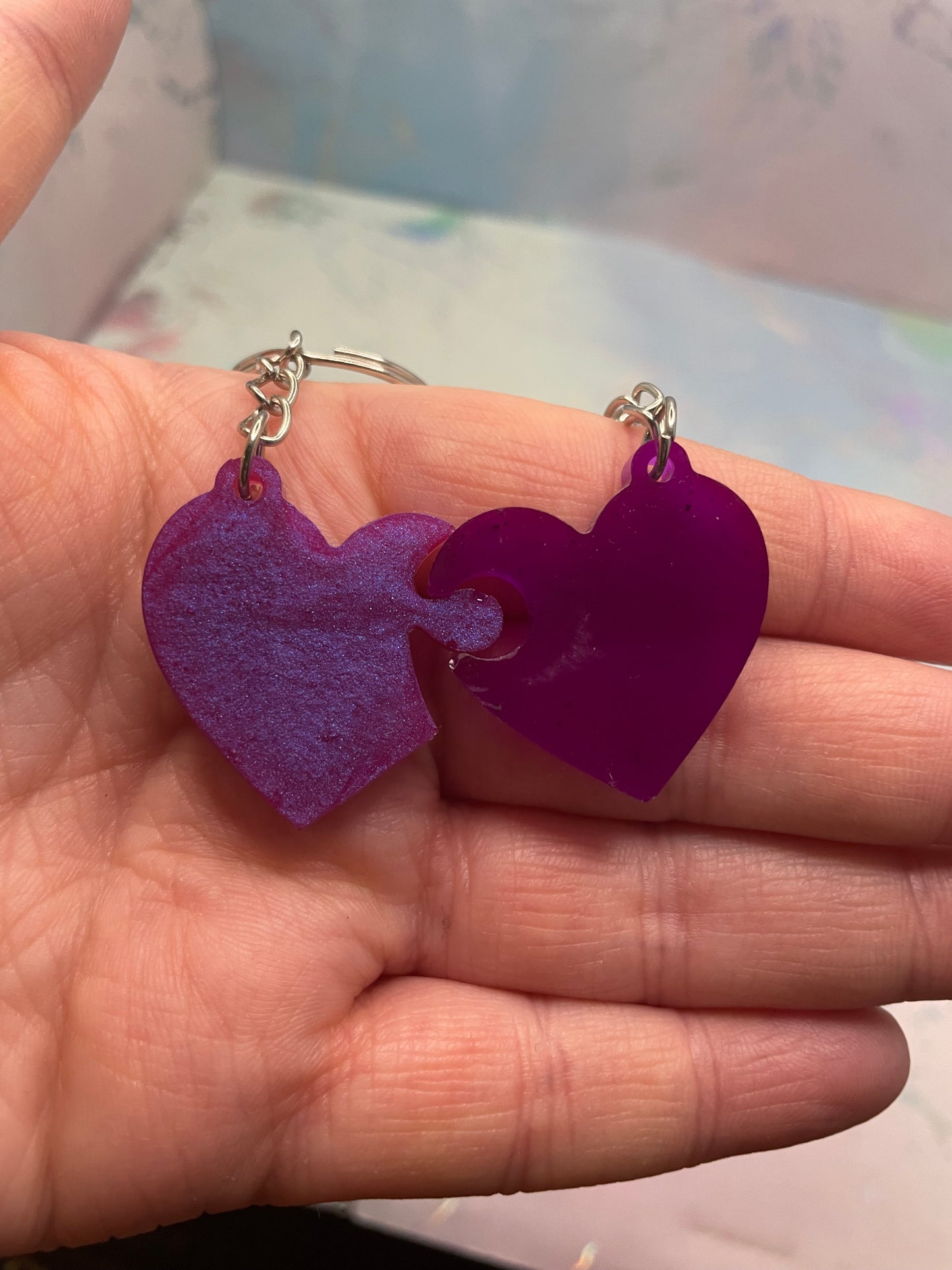 Matching Heart Puzzle Keychains (Set of 2)