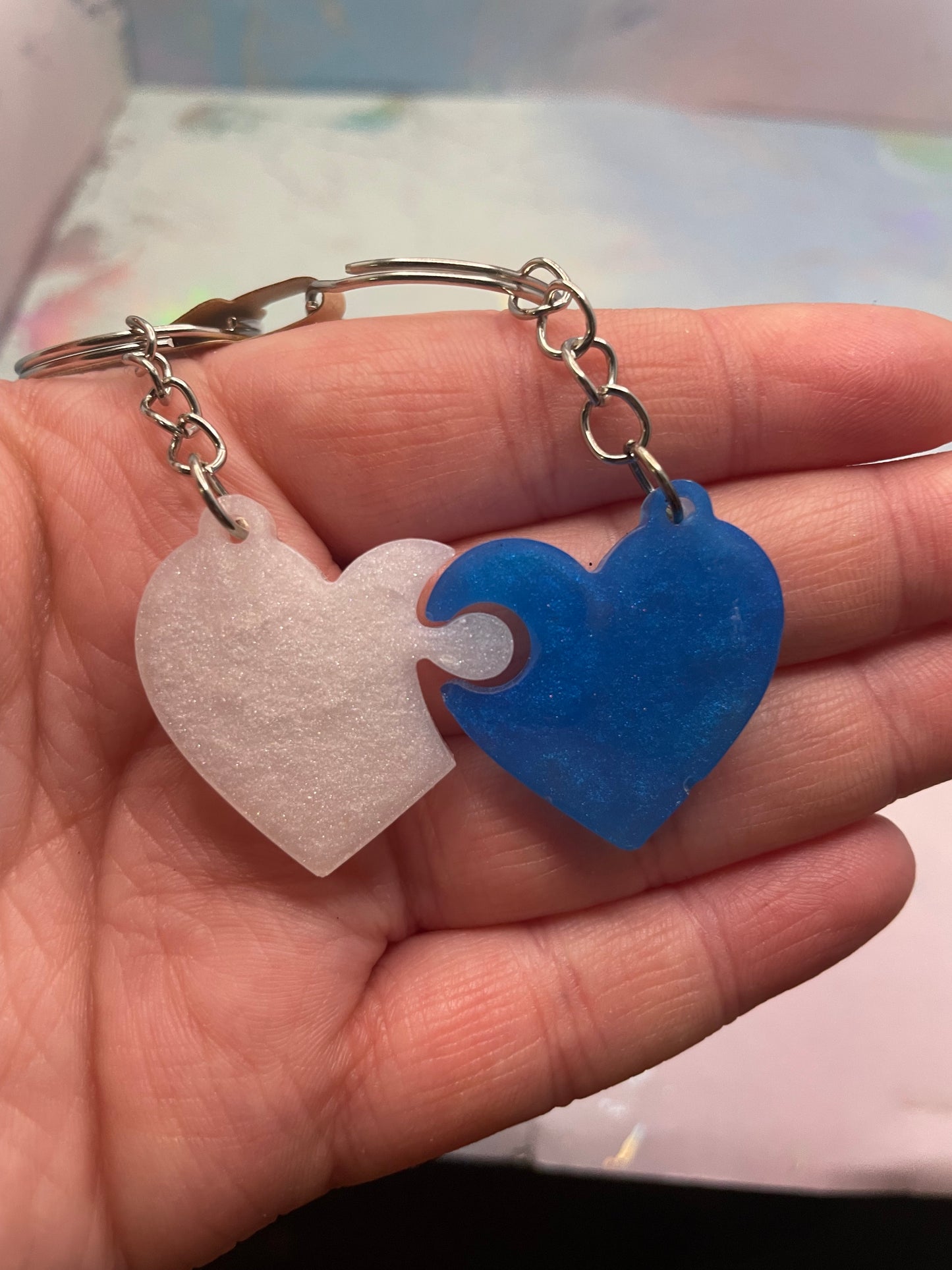 Matching Heart Puzzle Keychains (Set of 2)