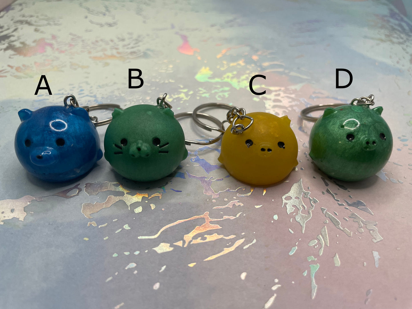 Handmade Round Animal Resin Keychain