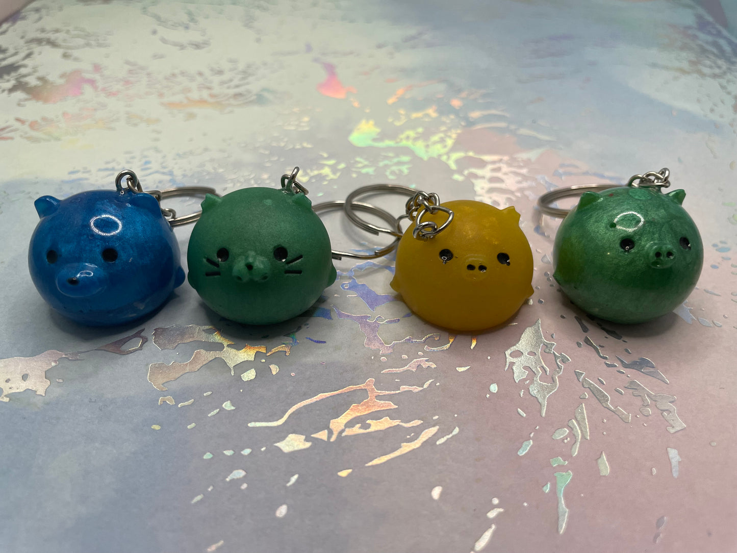 Handmade Round Animal Resin Keychain