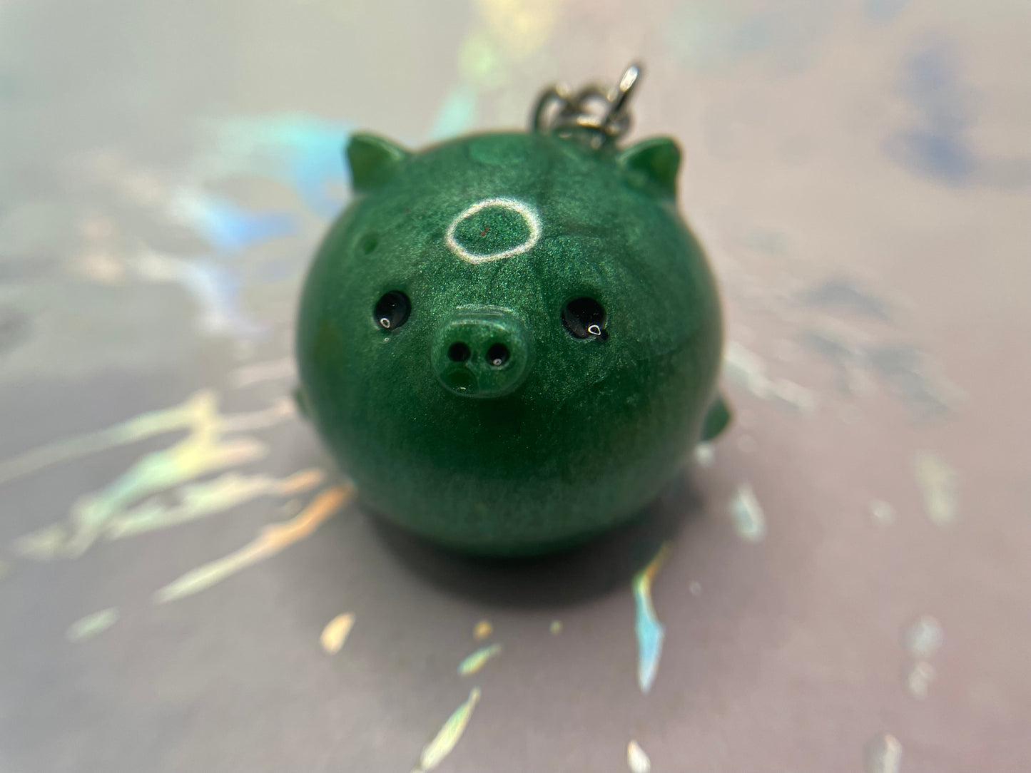 Handmade Round Animal Resin Keychain