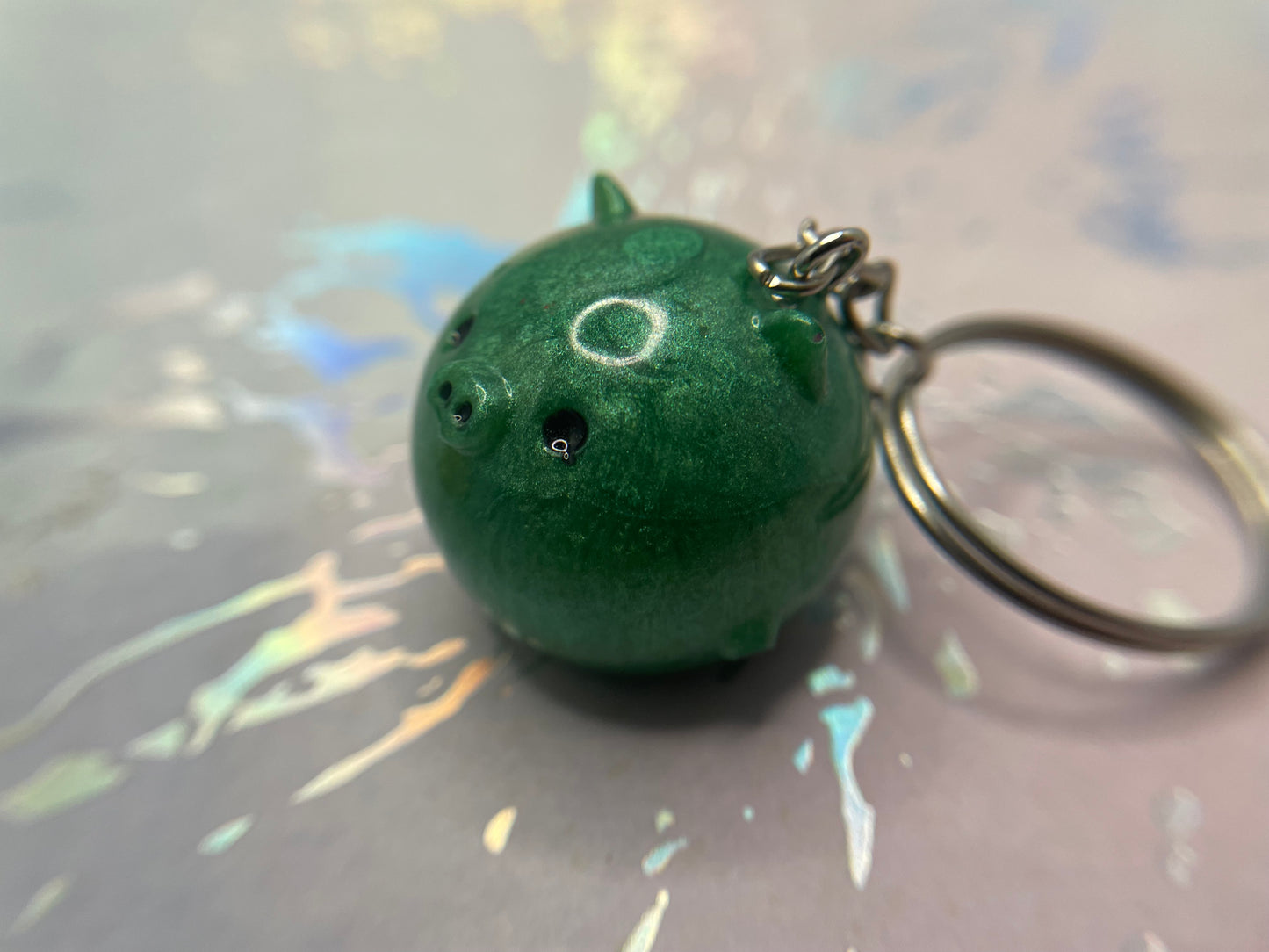 Handmade Round Animal Resin Keychain