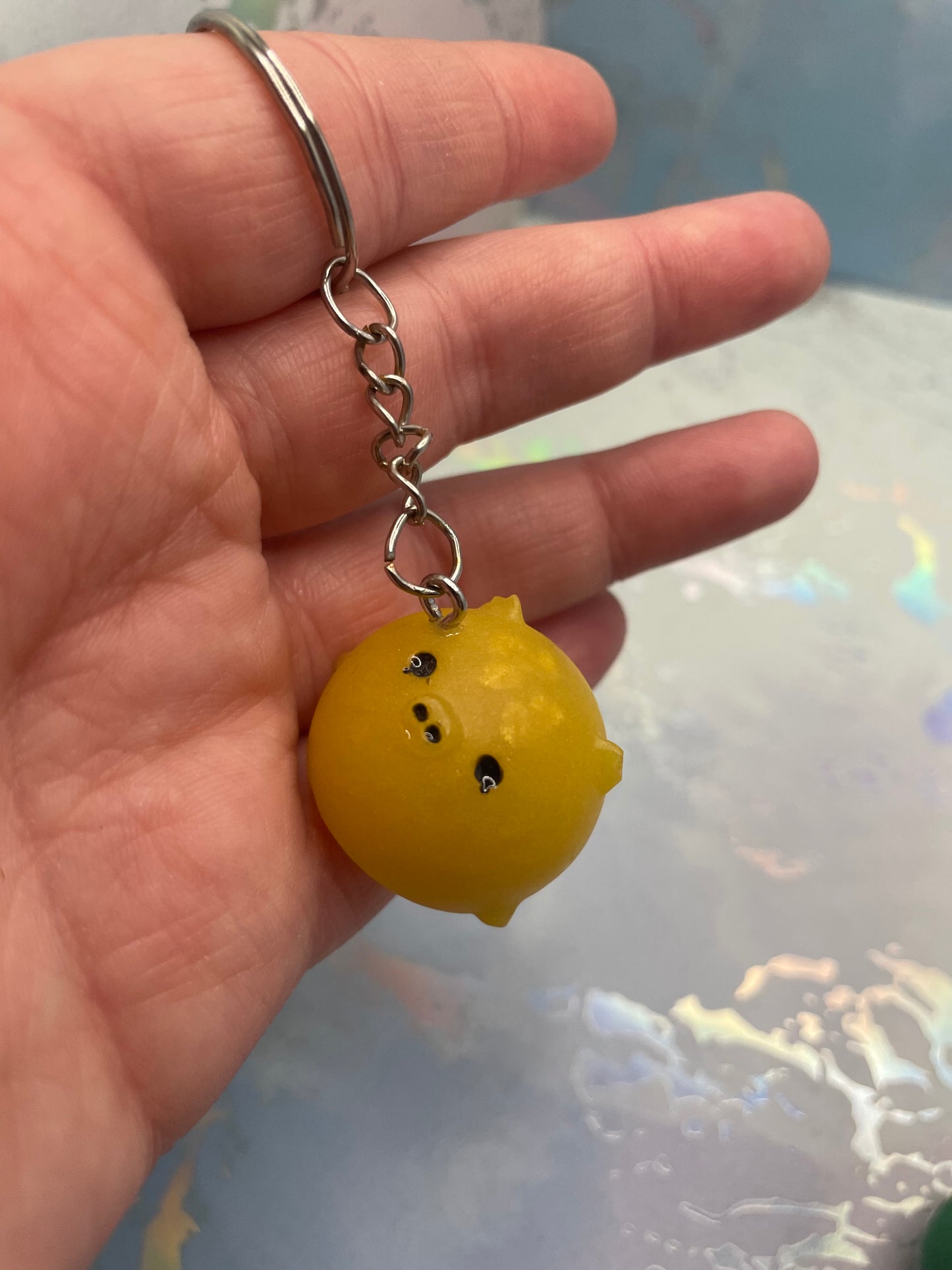 Handmade Round Animal Resin Keychain