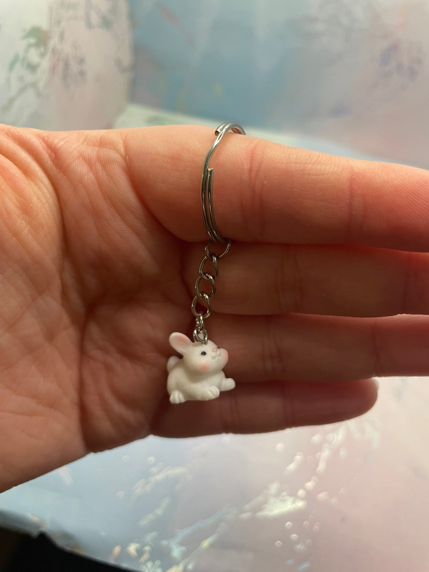 Porte-clés lapin blanc