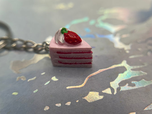 Strawberry Cake Slice Keychain