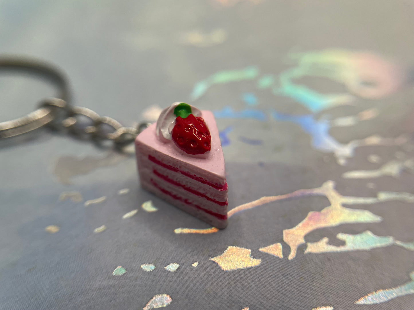 Strawberry Cake Slice Keychain
