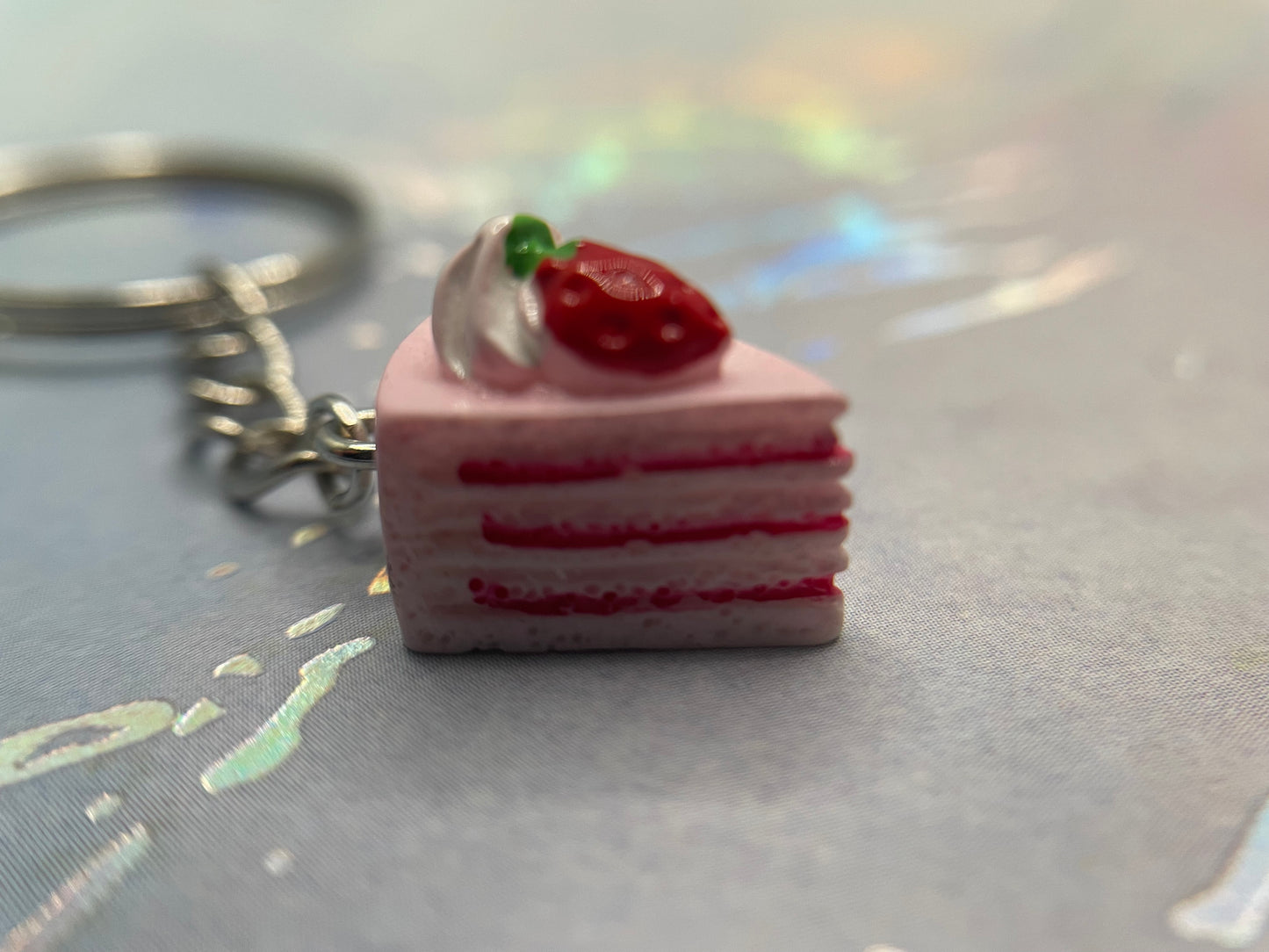 Strawberry Cake Slice Keychain