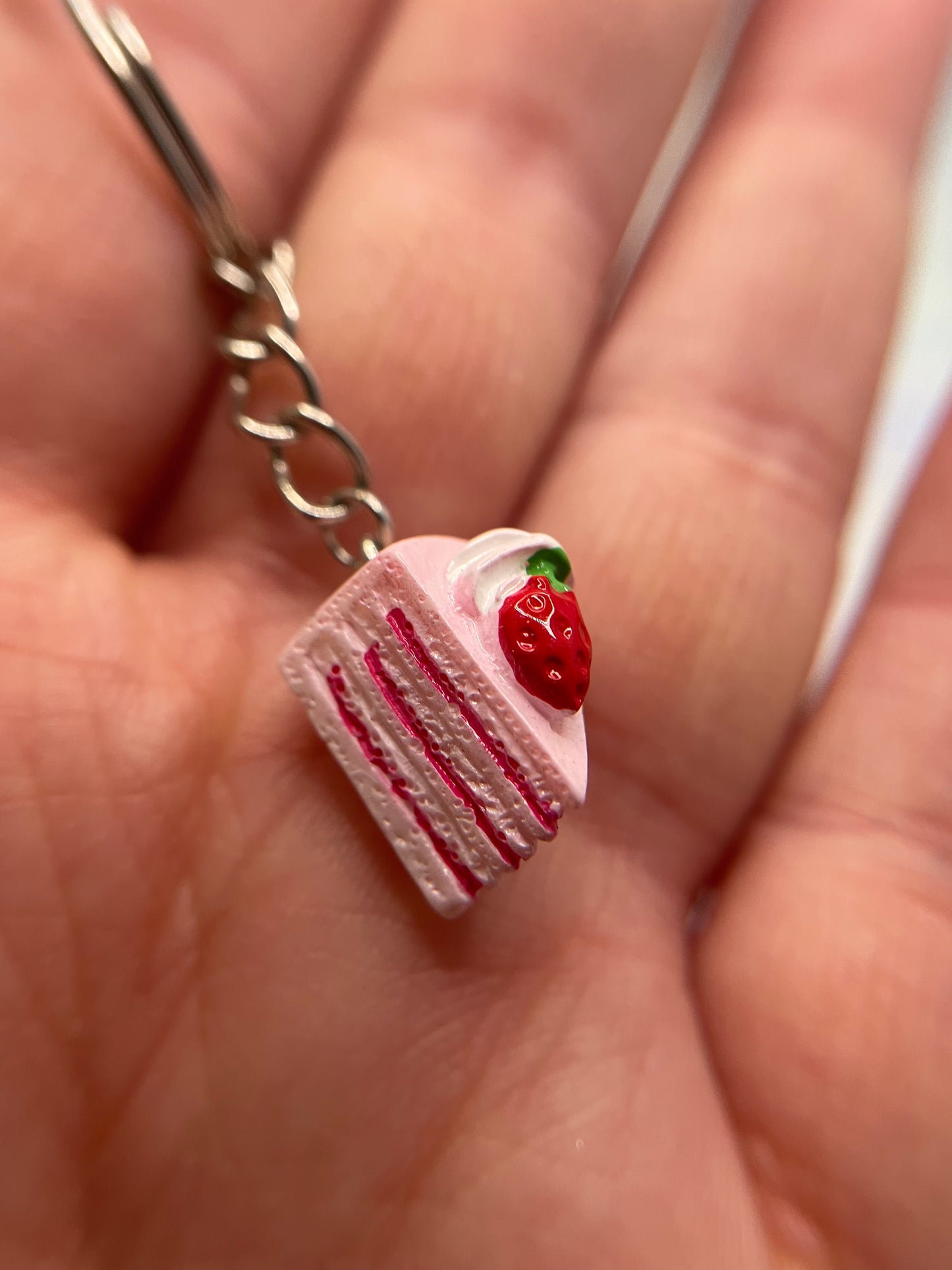 Strawberry Cake Slice Keychain