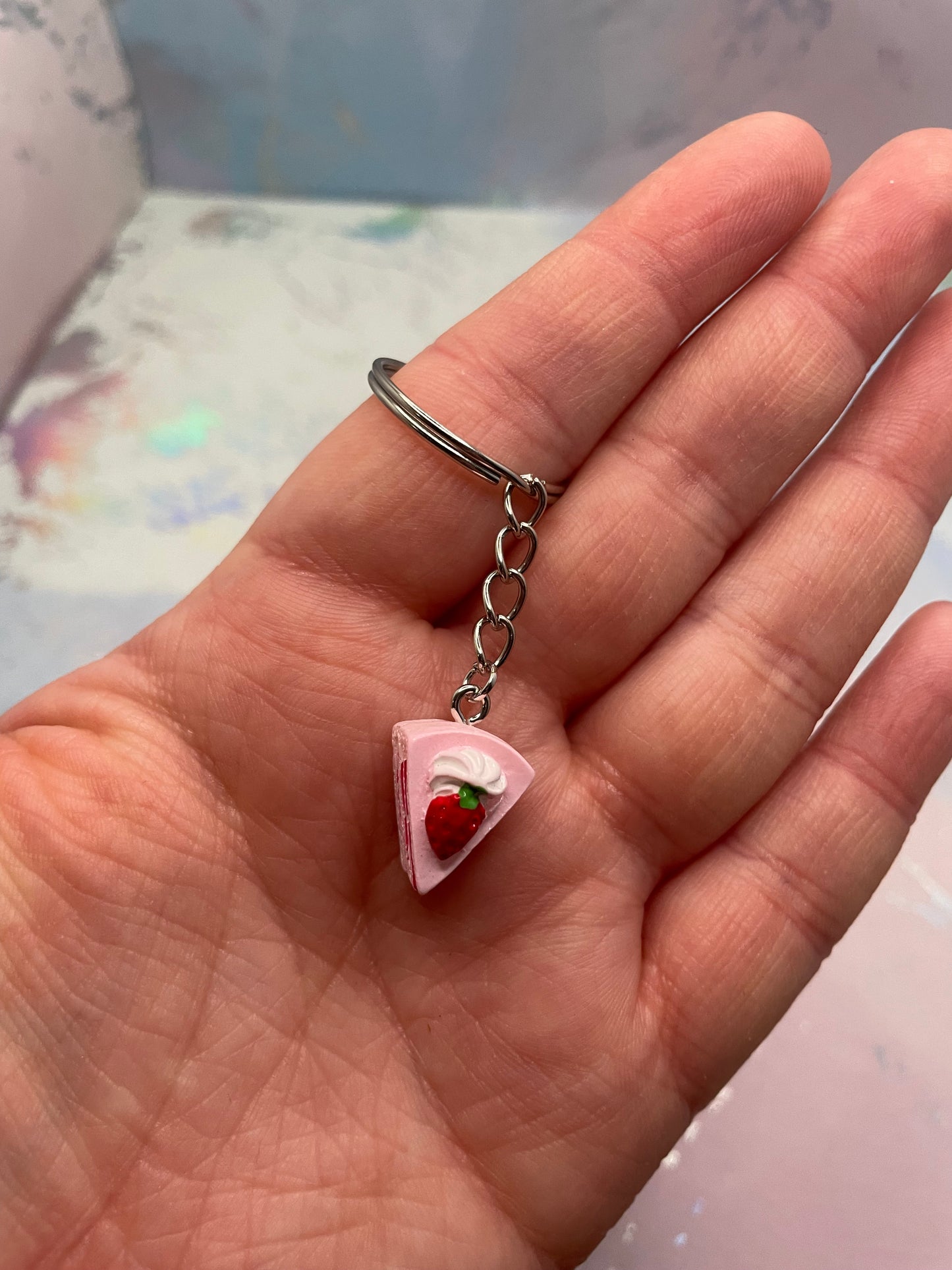 Strawberry Cake Slice Keychain