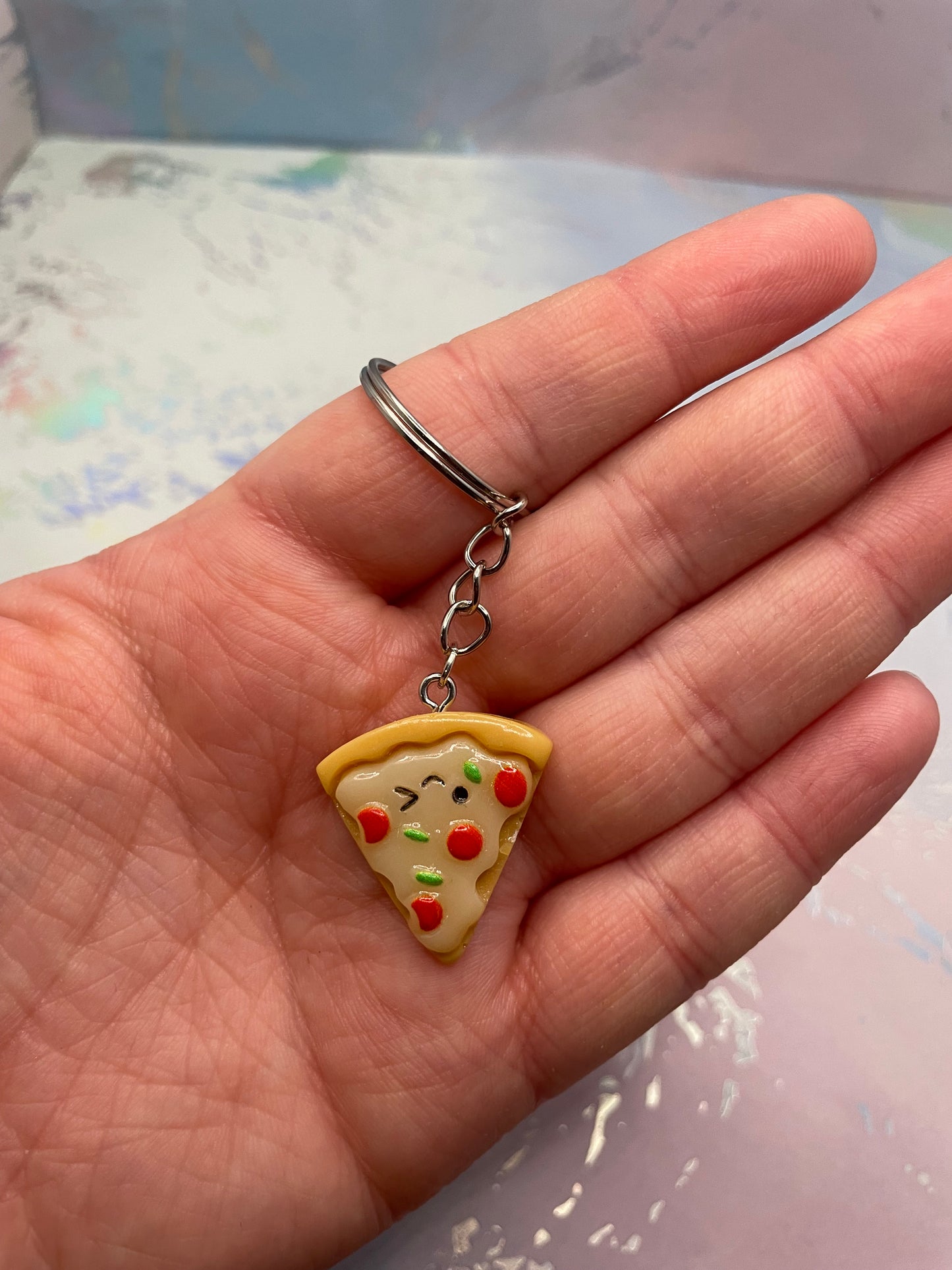 Porte-clés tranche de pizza mignonne