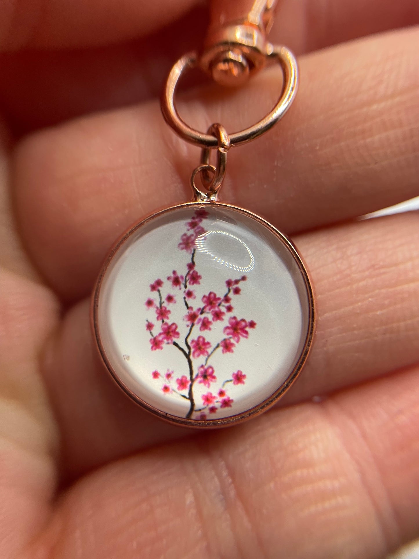 Cherry Blossom Keychain – Rose Gold Bezel