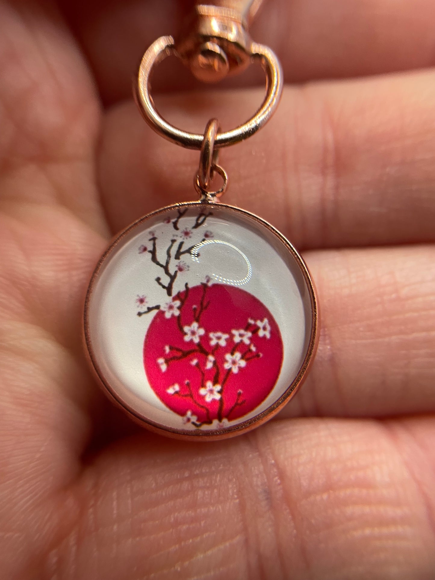 Cherry Blossom Keychain – Rose Gold Bezel