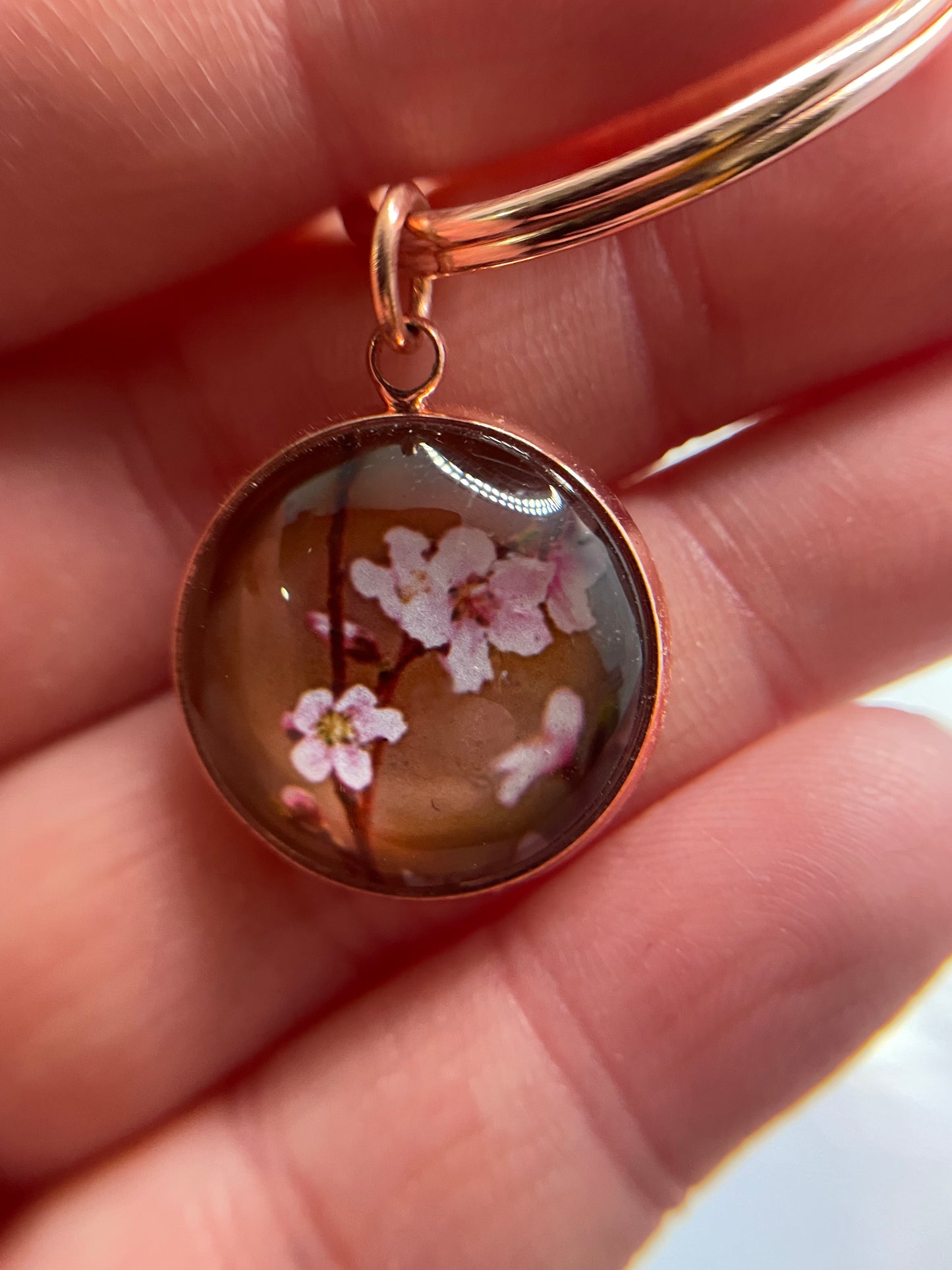 Cherry Blossom Keychain – Rose Gold Bezel