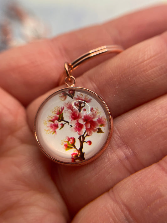 Cherry Blossom Keychain – Rose Gold Bezel