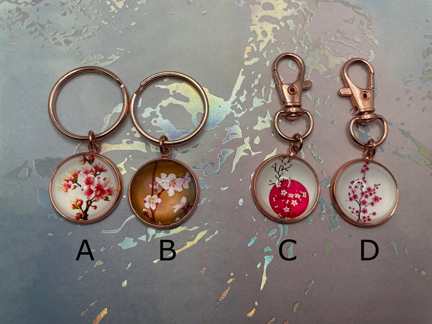 Cherry Blossom Keychain – Rose Gold Bezel