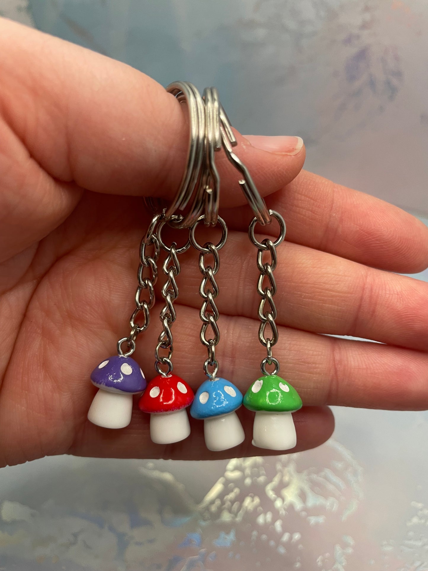 Mini mushroom keychain